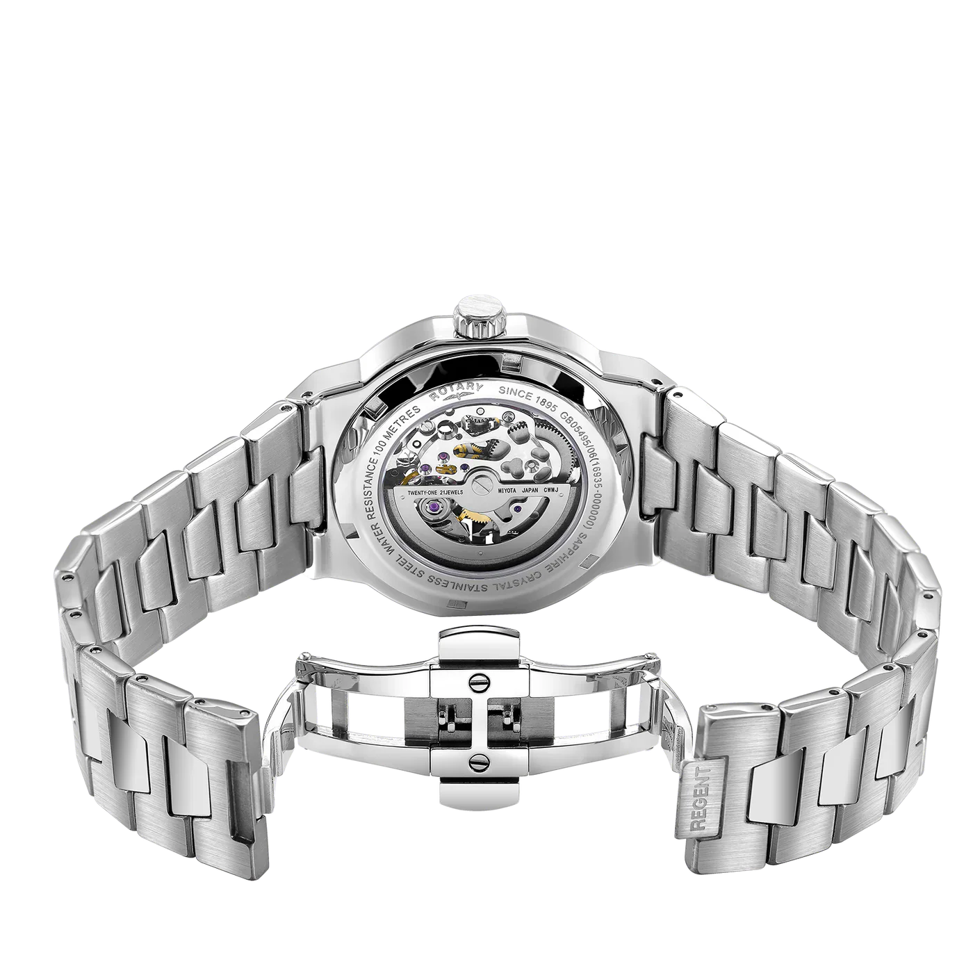 Rotary Skeleton Sport Men's Silver Watch - Image 3