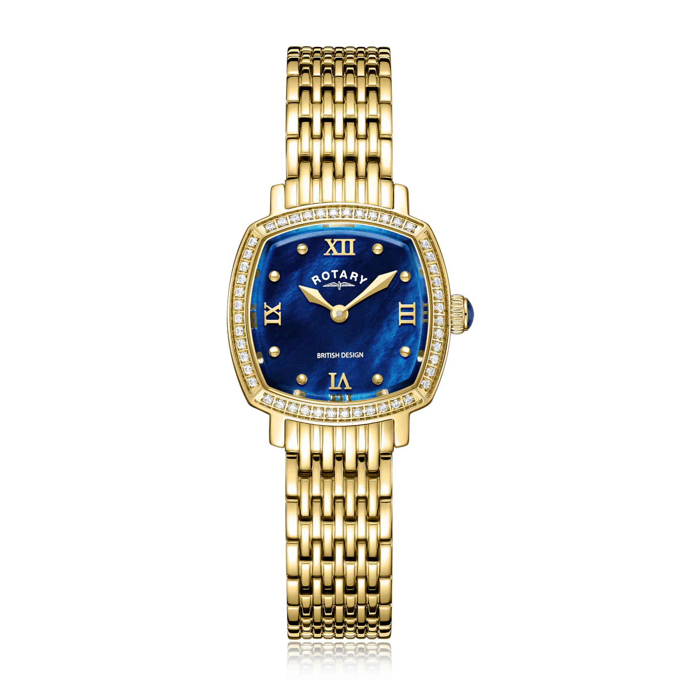 Rotary Traditional Crystal Set Ladies Gold Watch