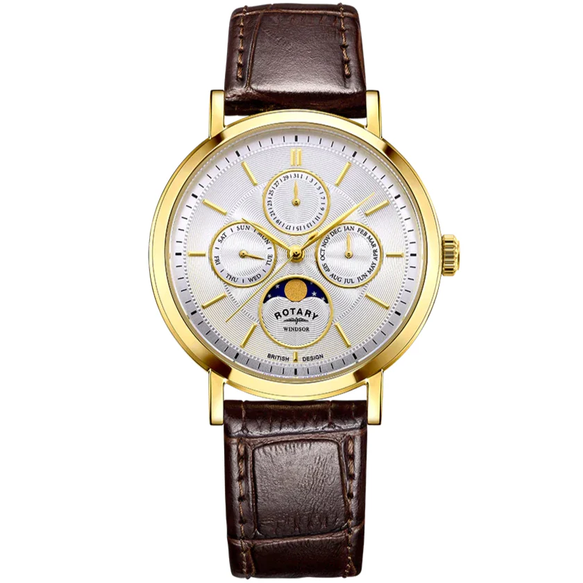 Rotary Windsor Moon-Phase Men's Brown Watch