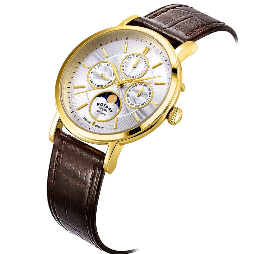Rotary Windsor Moon-Phase Men's Brown Watch - Image 2