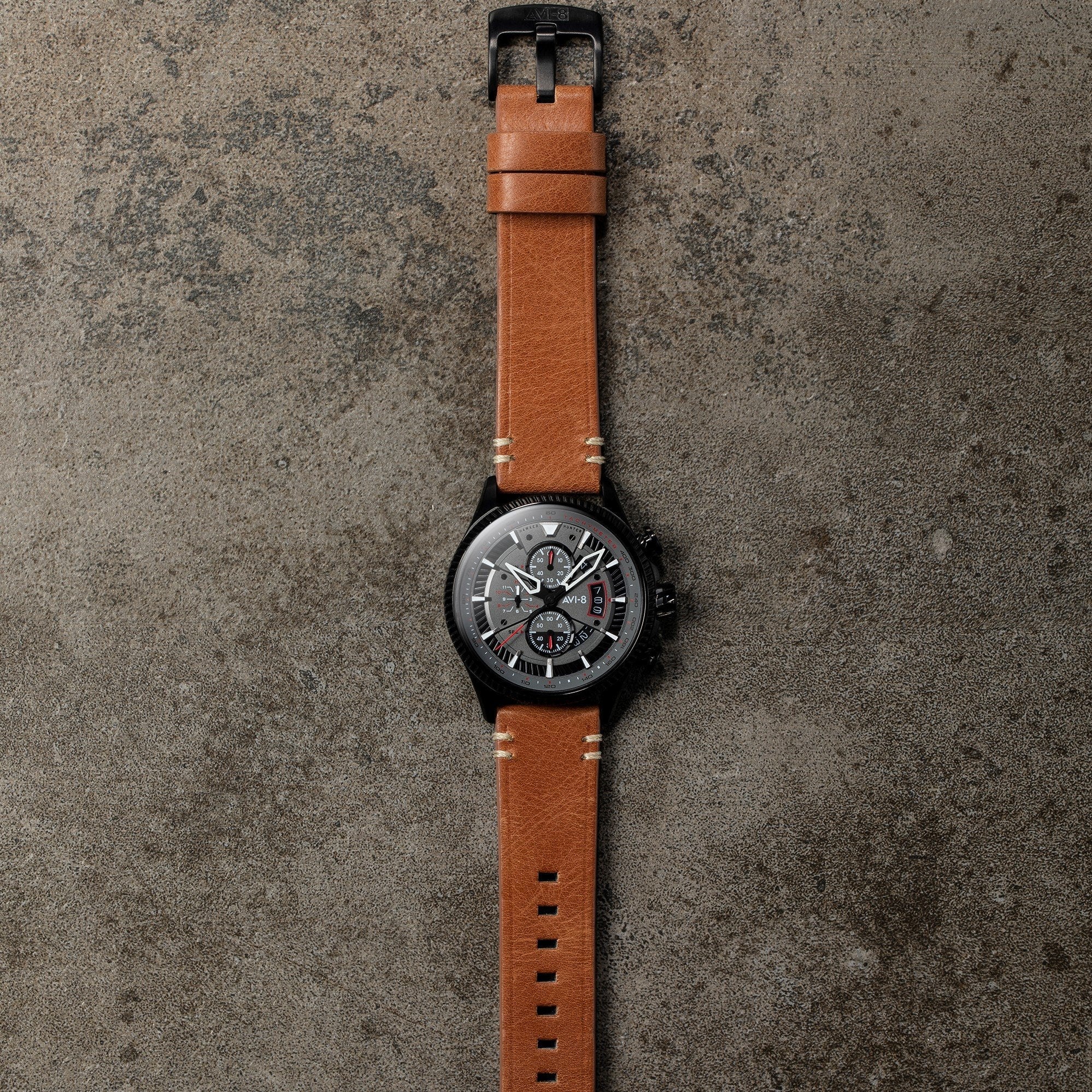 AVI-8 Scarlet Black Brown Hawker Hunter Chronograph Watch - Image 3