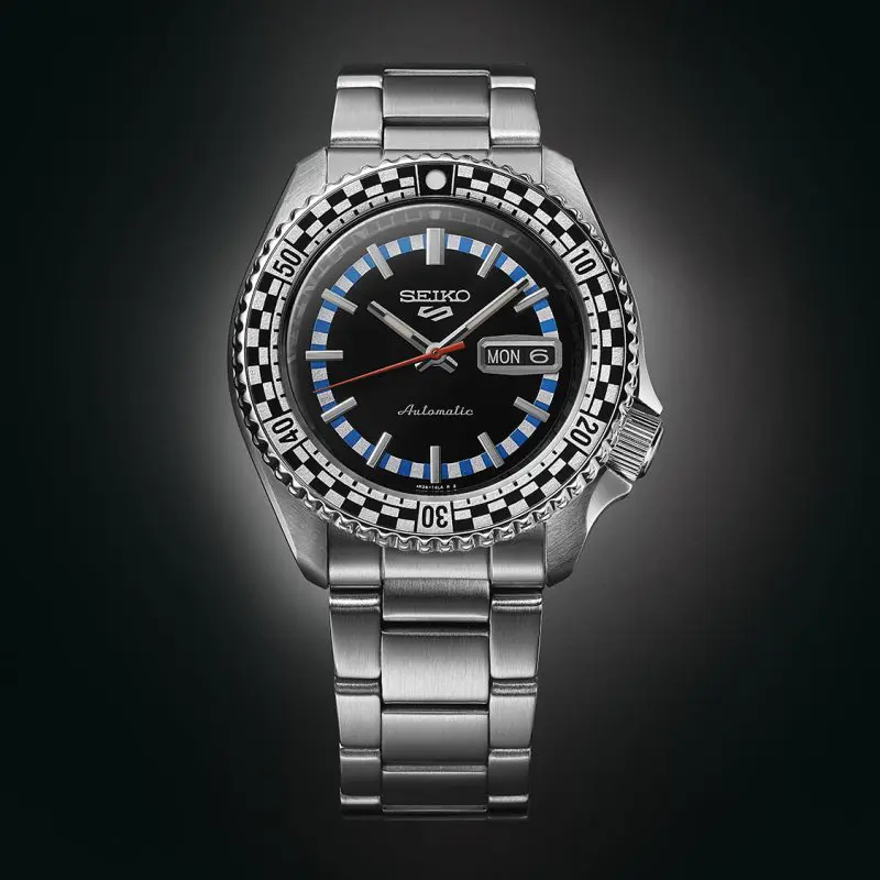 Seiko 5 Sports Men's Black/White Checker Flag Special Edition Watch - Image 3