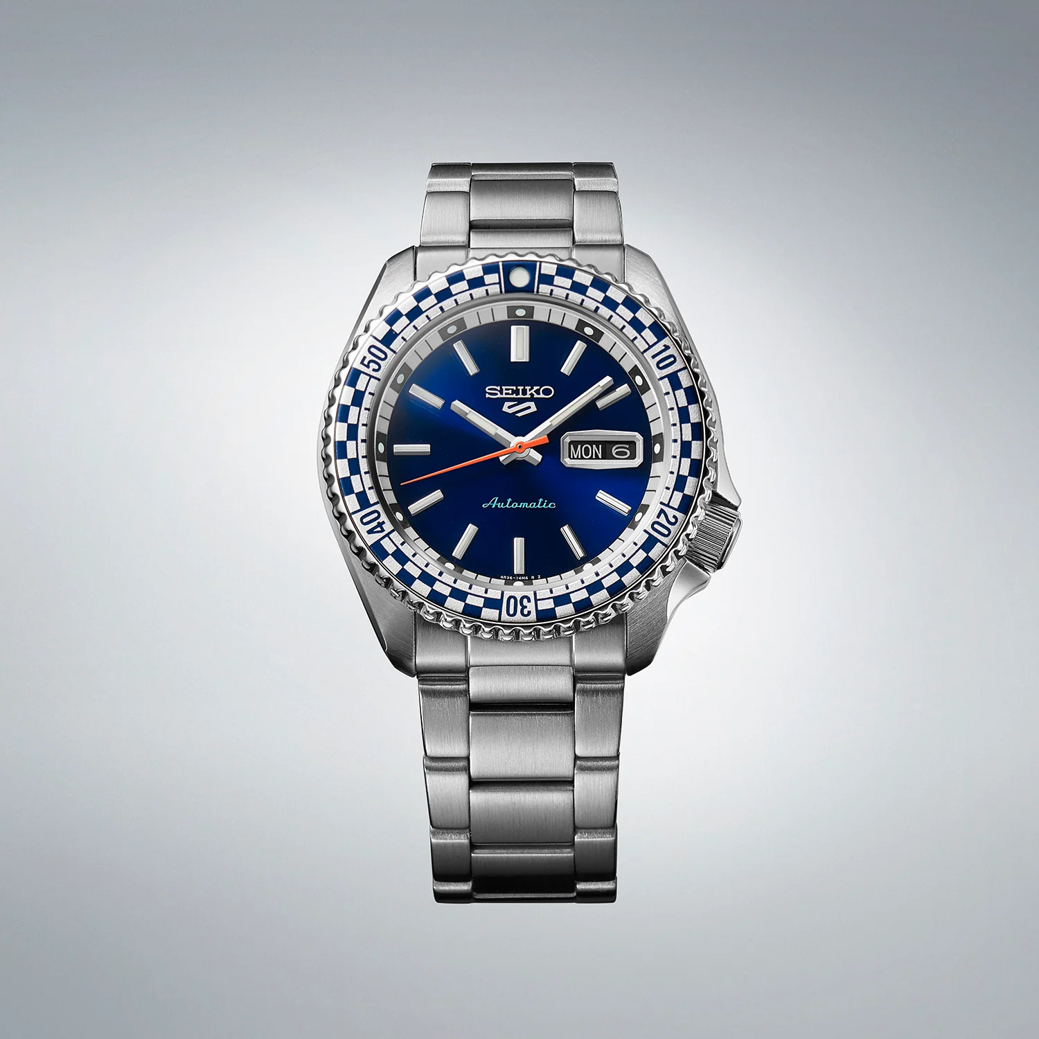 Seiko 5 Sports Men's Petrol Blue Checker Flag Special Edition - Image 2