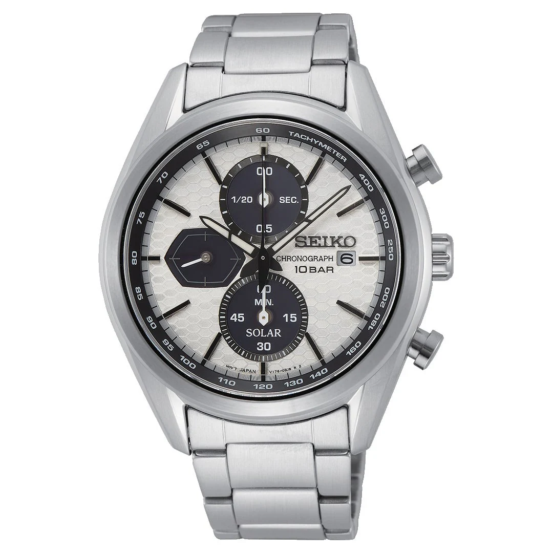 Seiko Men's White Solar Watch