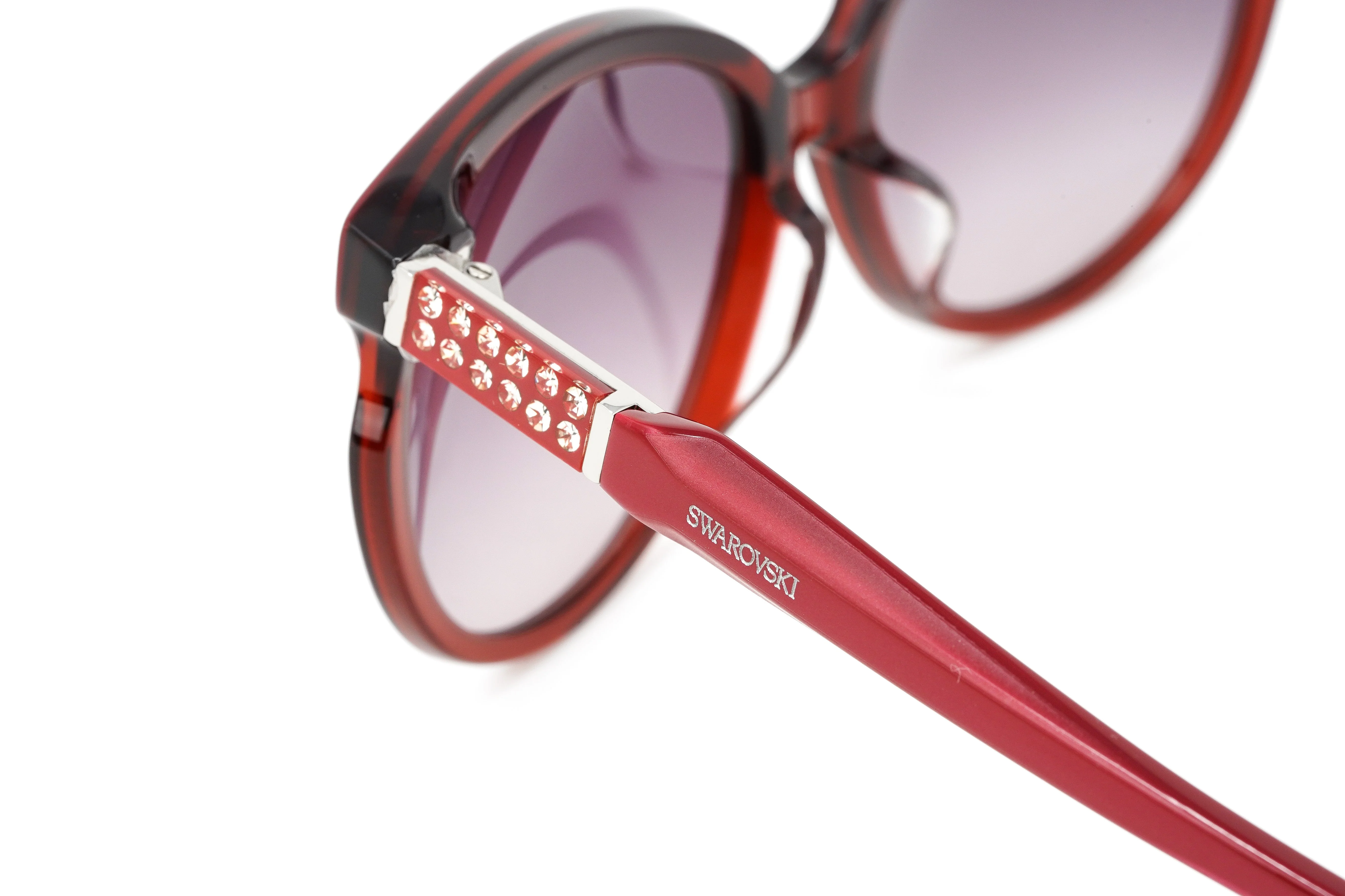 Swarovski Emilia Women's Sunglasses Oversized Oval Cat Eye Burgundy - Image 5