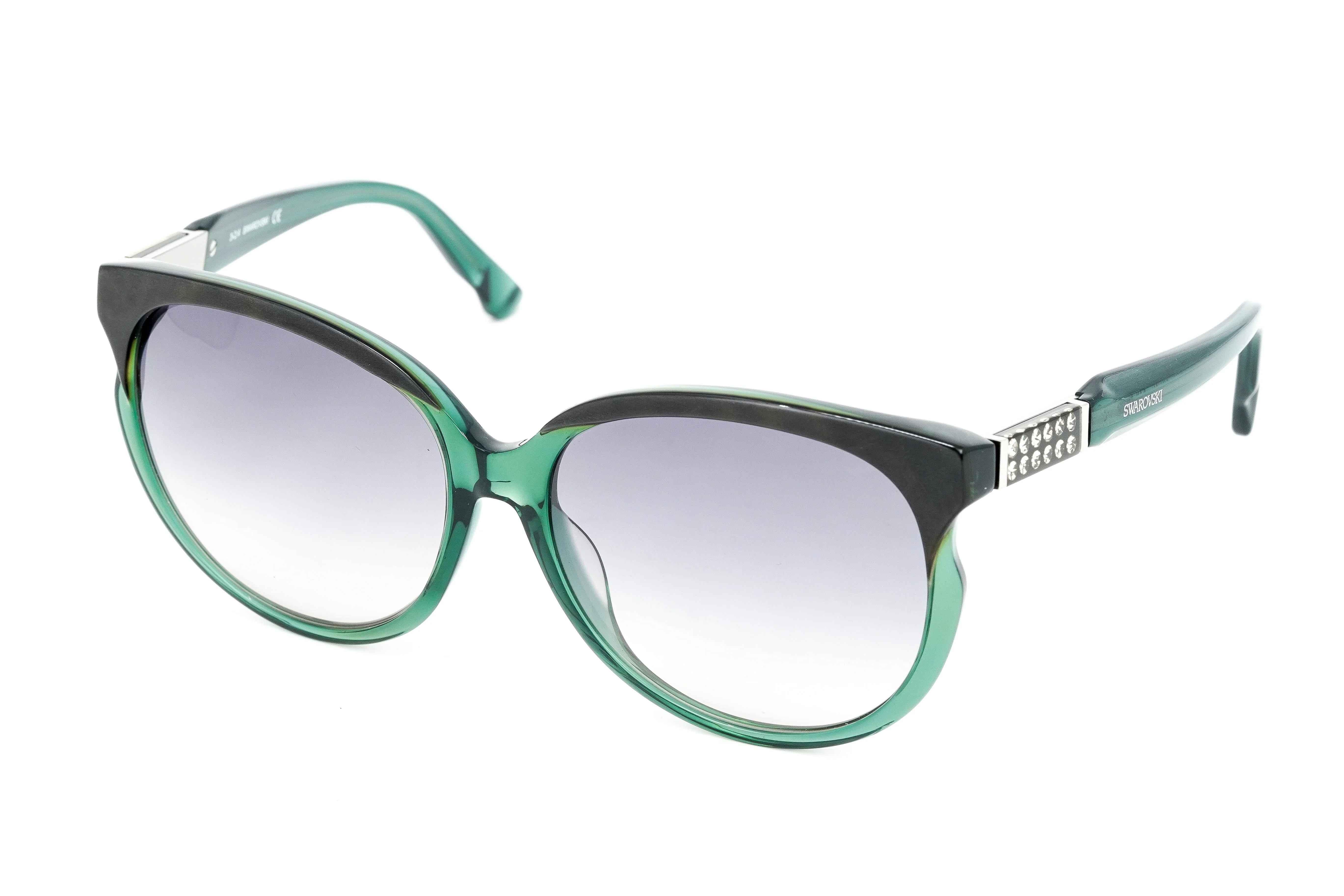 Swarovski Emilia Women's Sunglasses Oversized Oval Dark Green Gradient Grey - Image 2