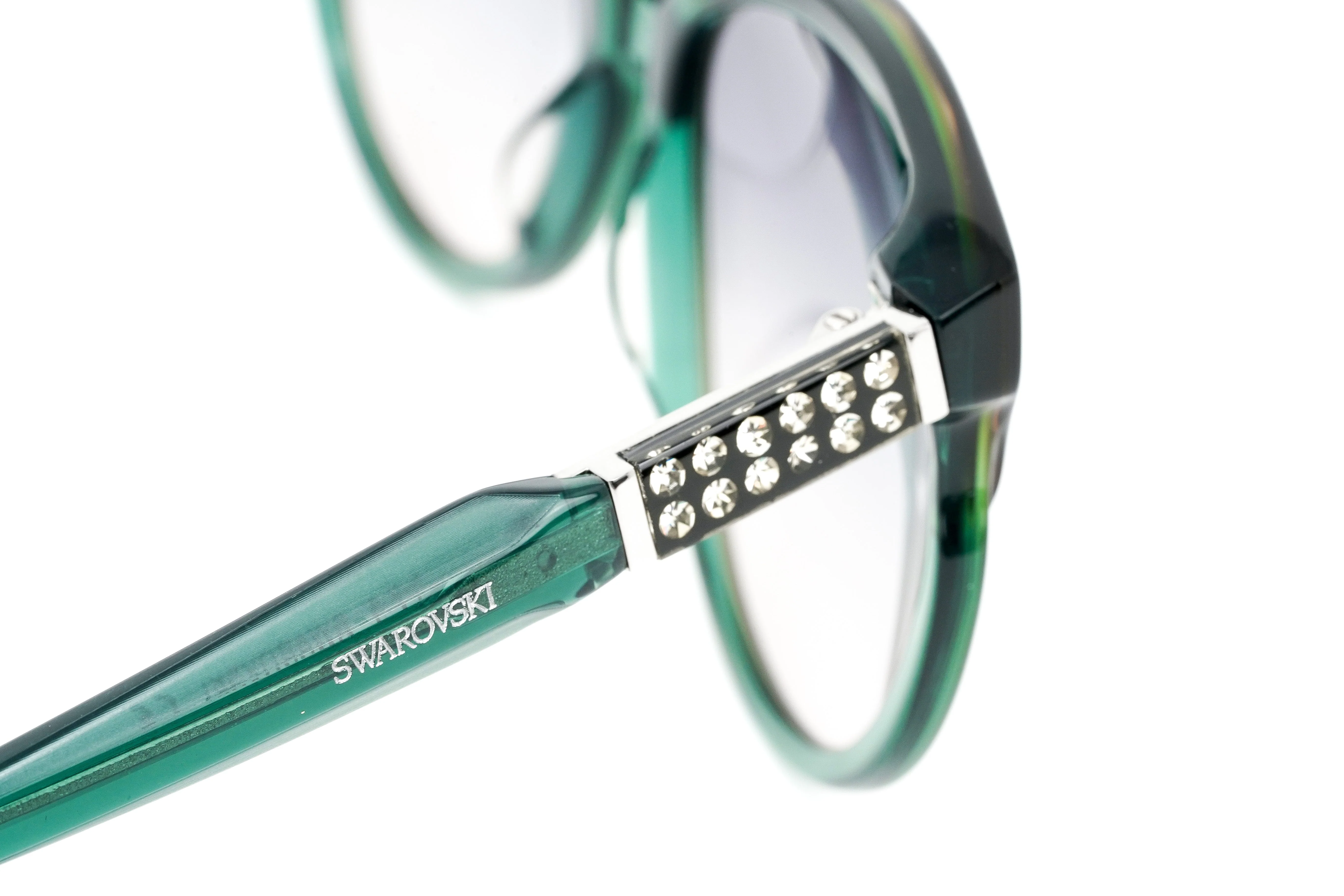 Swarovski Emilia Women's Sunglasses Oversized Oval Dark Green Gradient Grey - Image 5