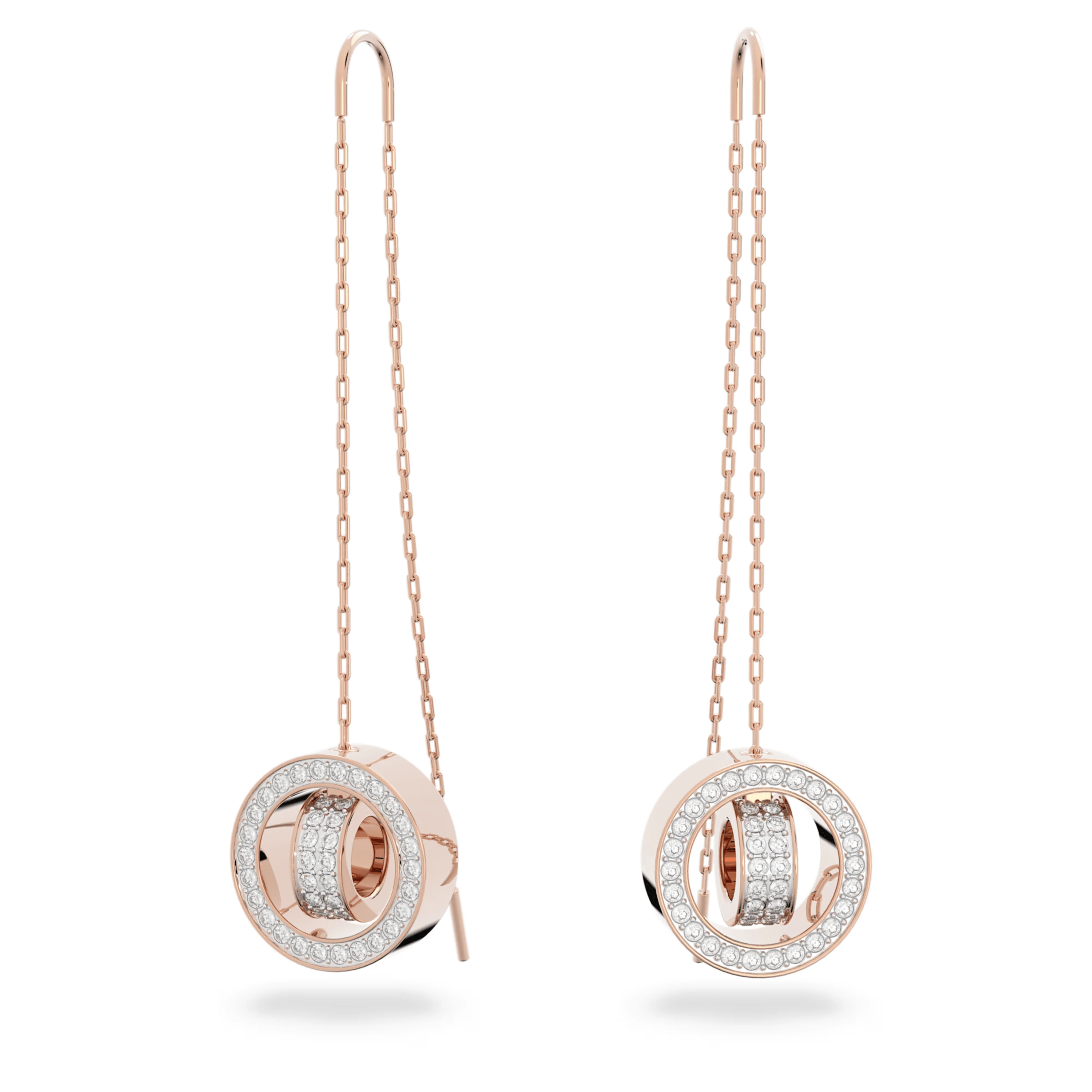 Swarovski Hollow Drop Long Earrings White Rose Gold-Tone Plated