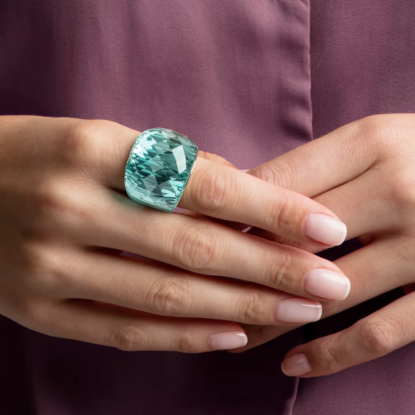 Swarovski Nirvana Ring Aqua Blue Gold-Tone Finish - Image 2