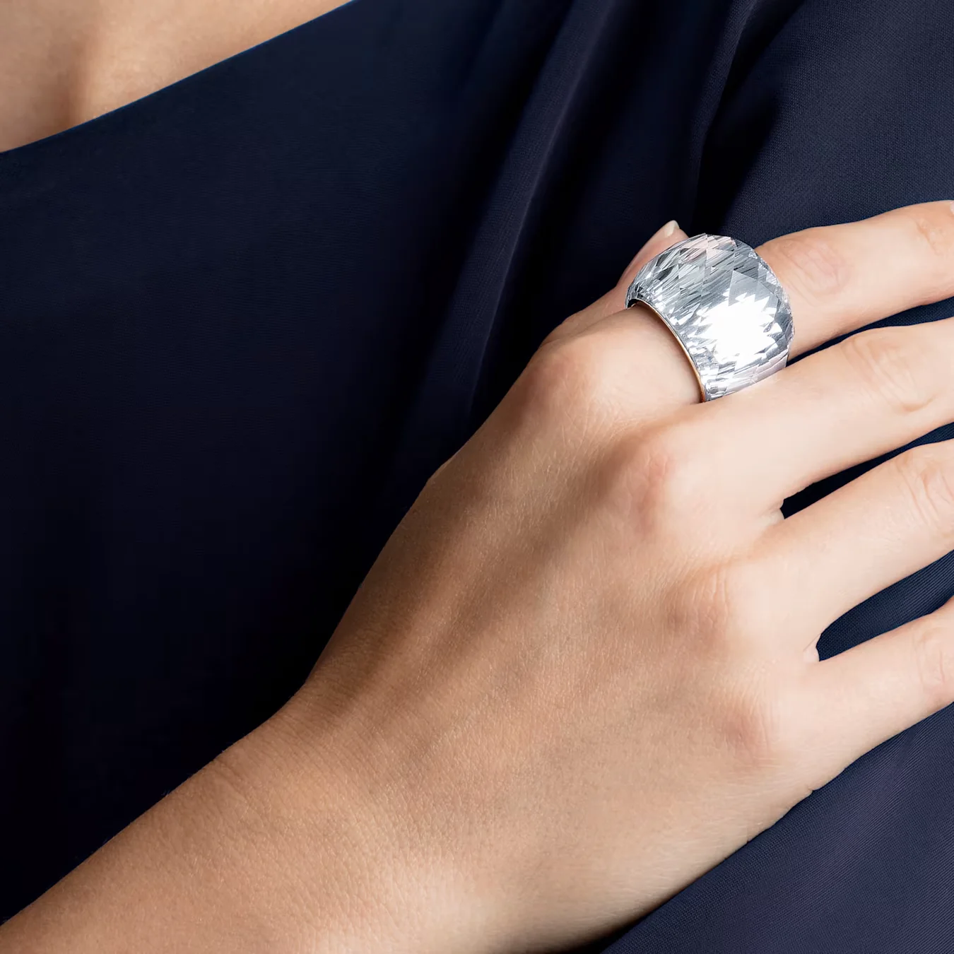 Swarovski Nirvana Ring Silver Tone Stainless Steel - Image 2