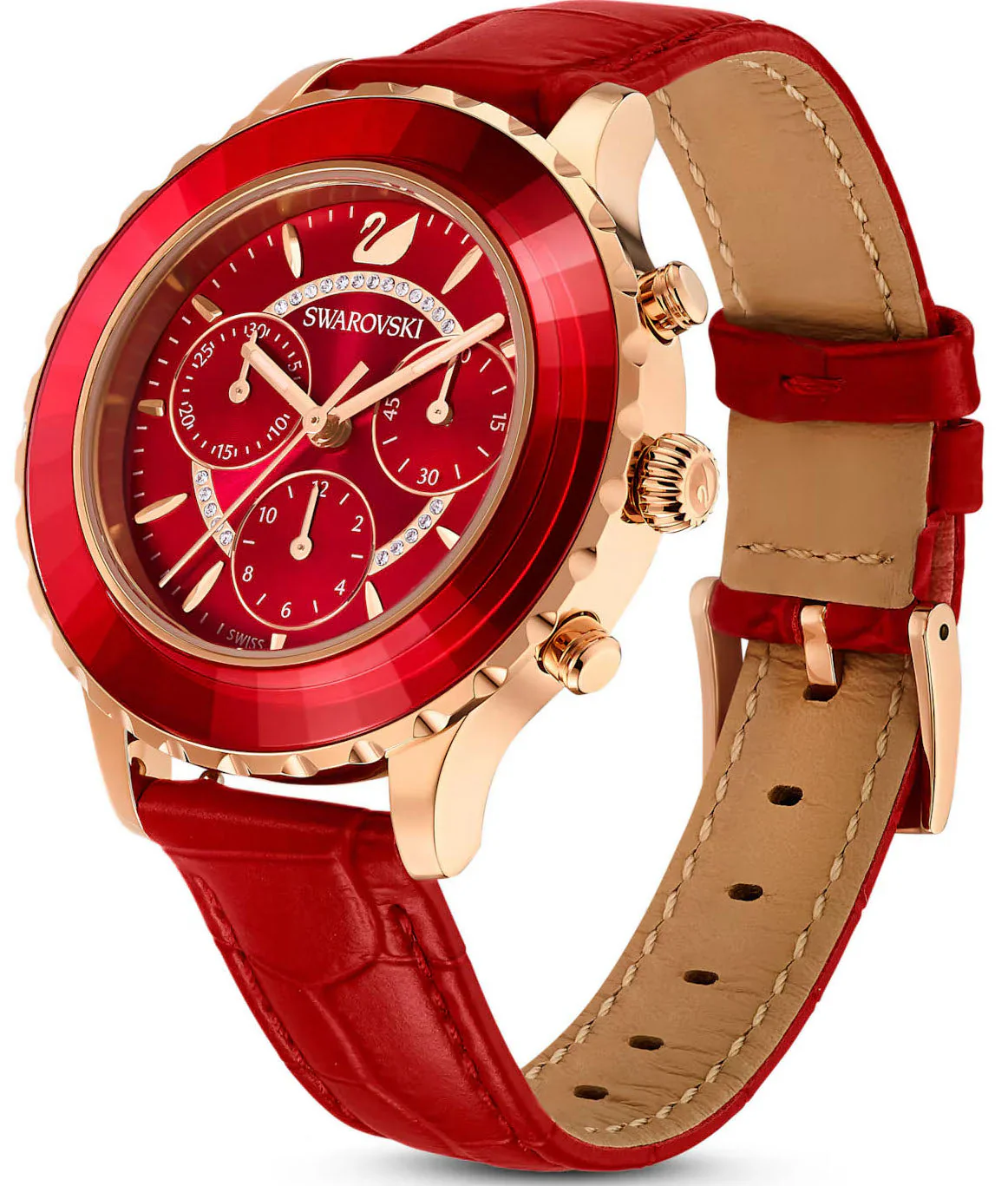 Swarovski Octea Lux Chrono Ladies Red Watch - Image 6