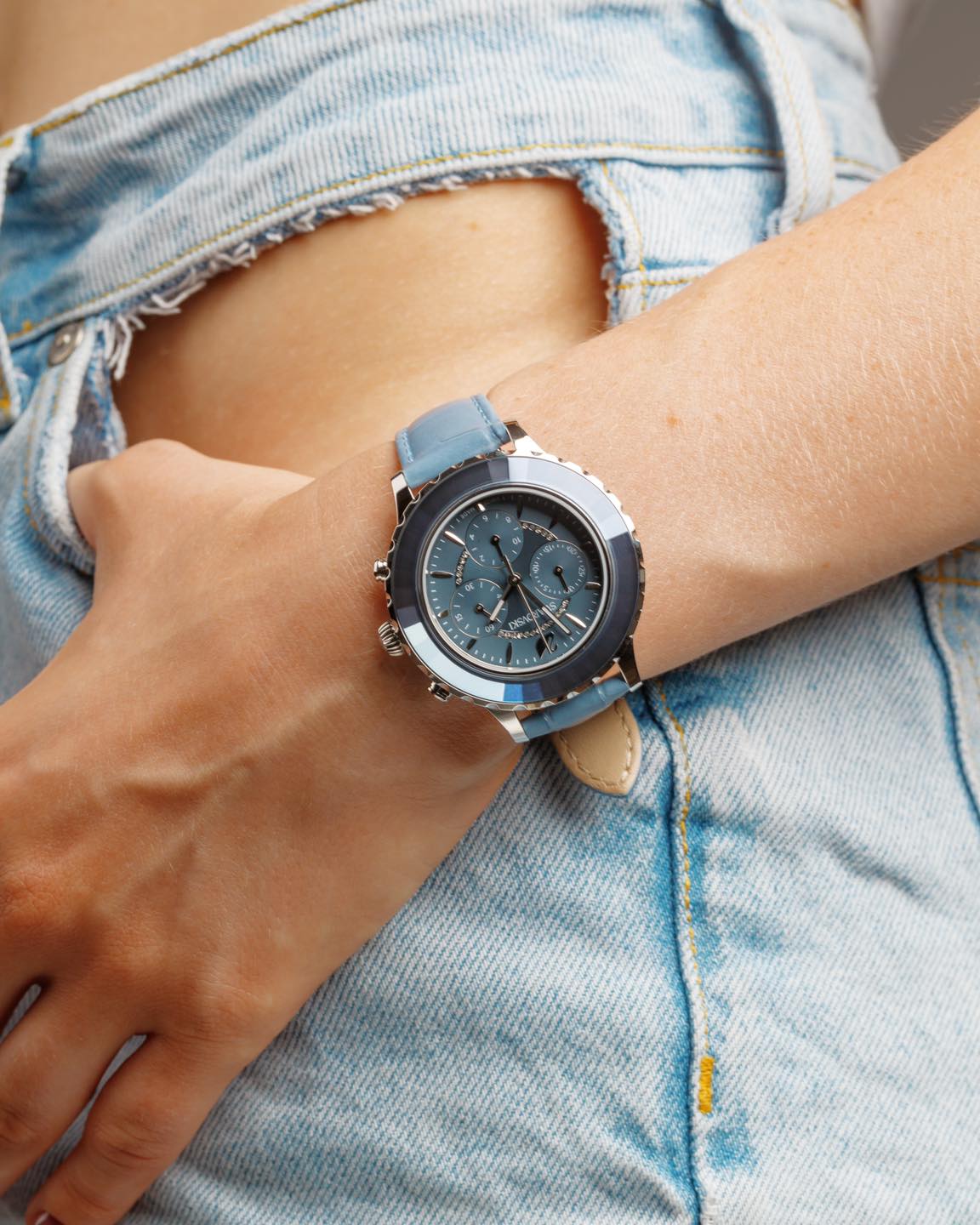 Swarovski Octea Lux Chronograph Ladies Blue Watch - Image 5