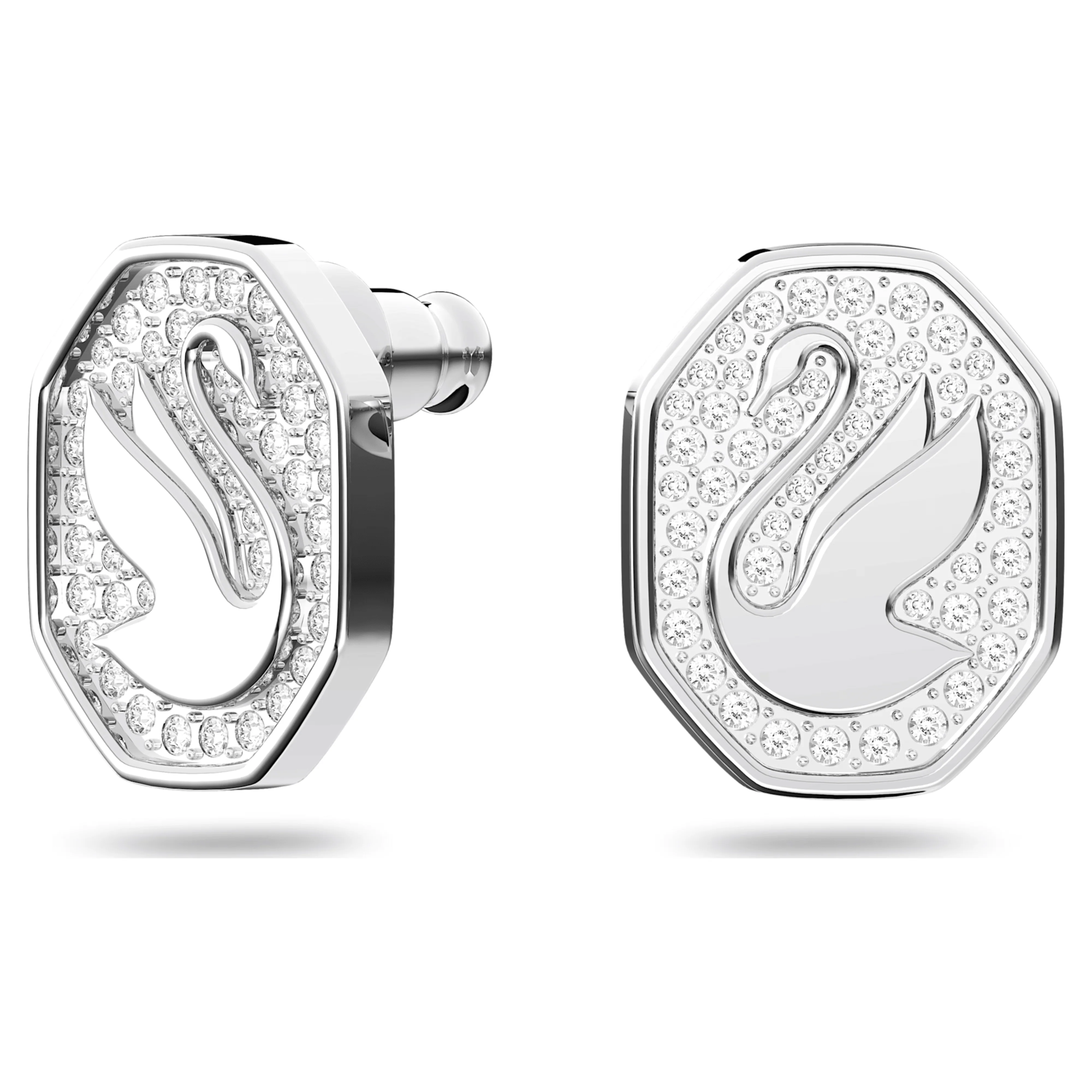 Swarovski Signum Swan Stud Earrings White Rhodium Plated