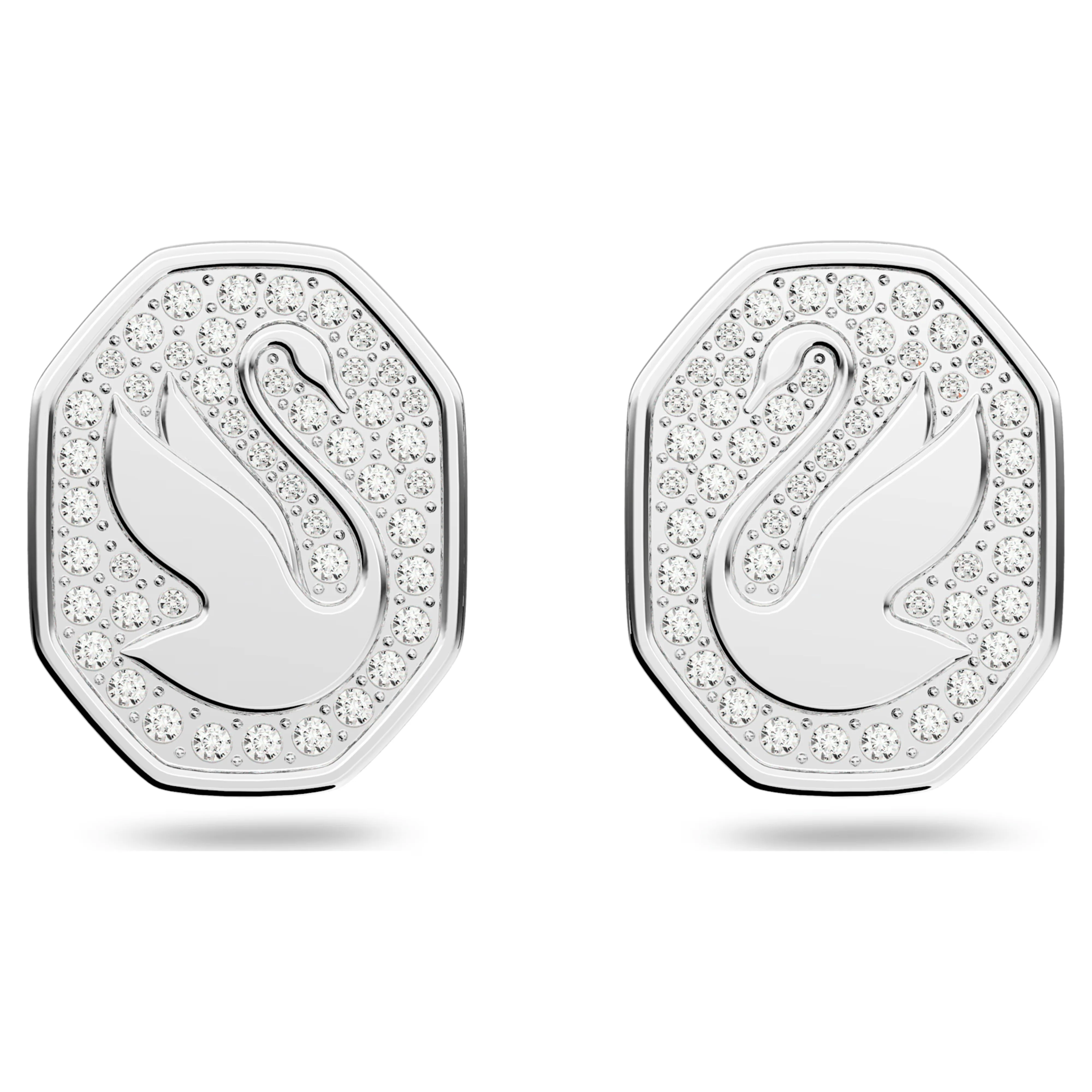Swarovski Signum Swan Stud Earrings White Rhodium Plated - Image 3