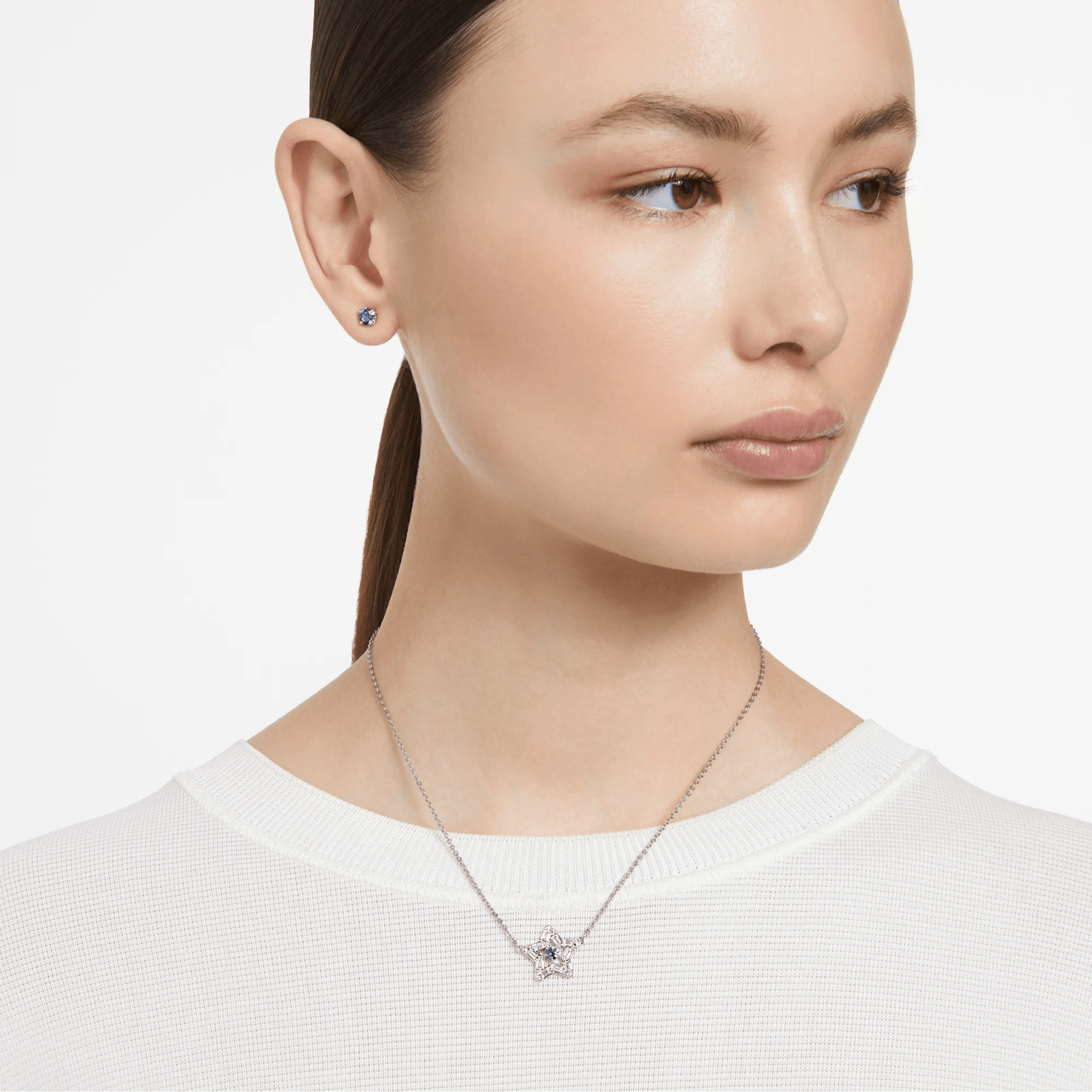 Swarovski Stella Star Pendant Necklace Blue Rhodium Plated - Image 2