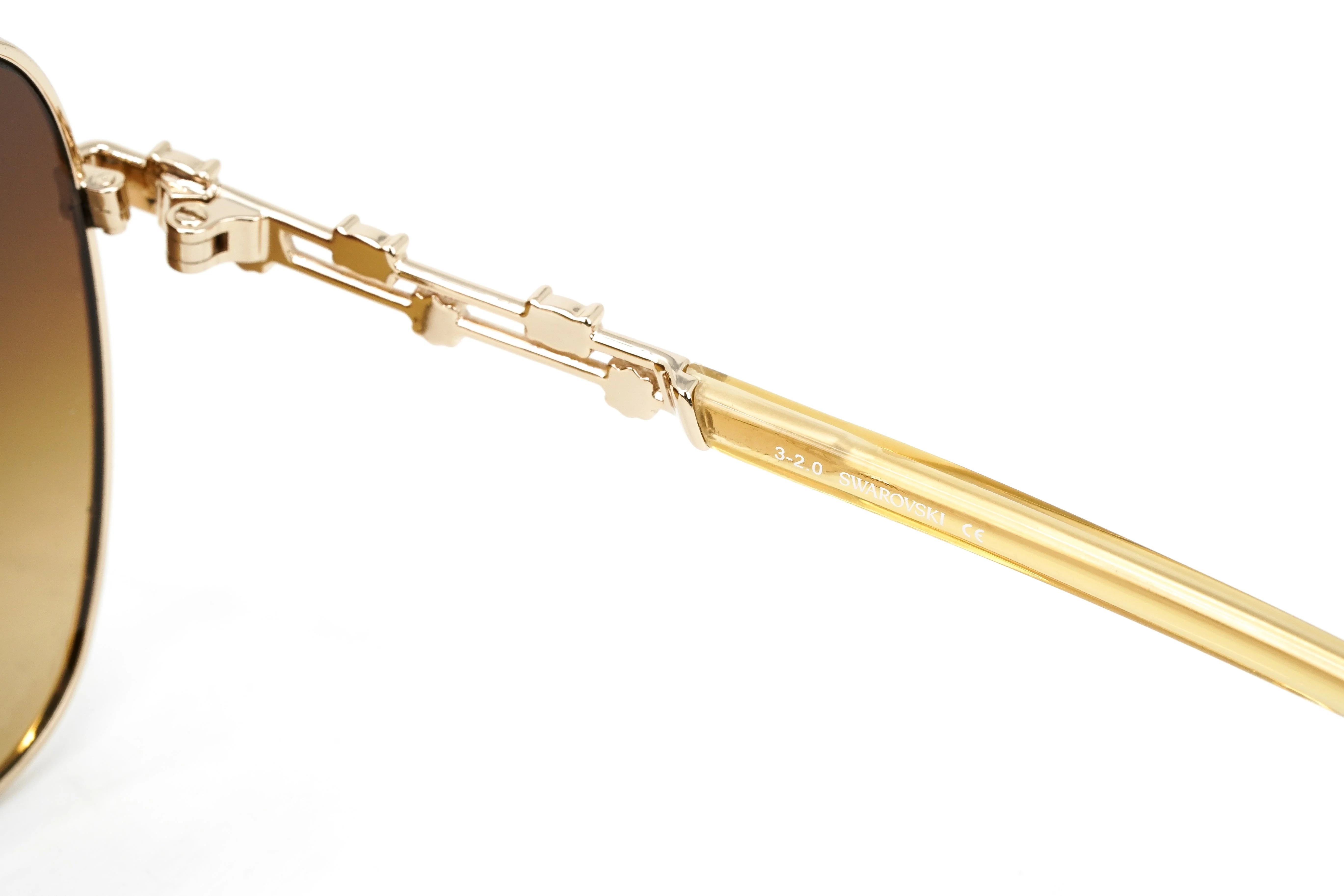 Swarovski Women's Sunglasses Butterfly Pilot Gold Brown - Image 3