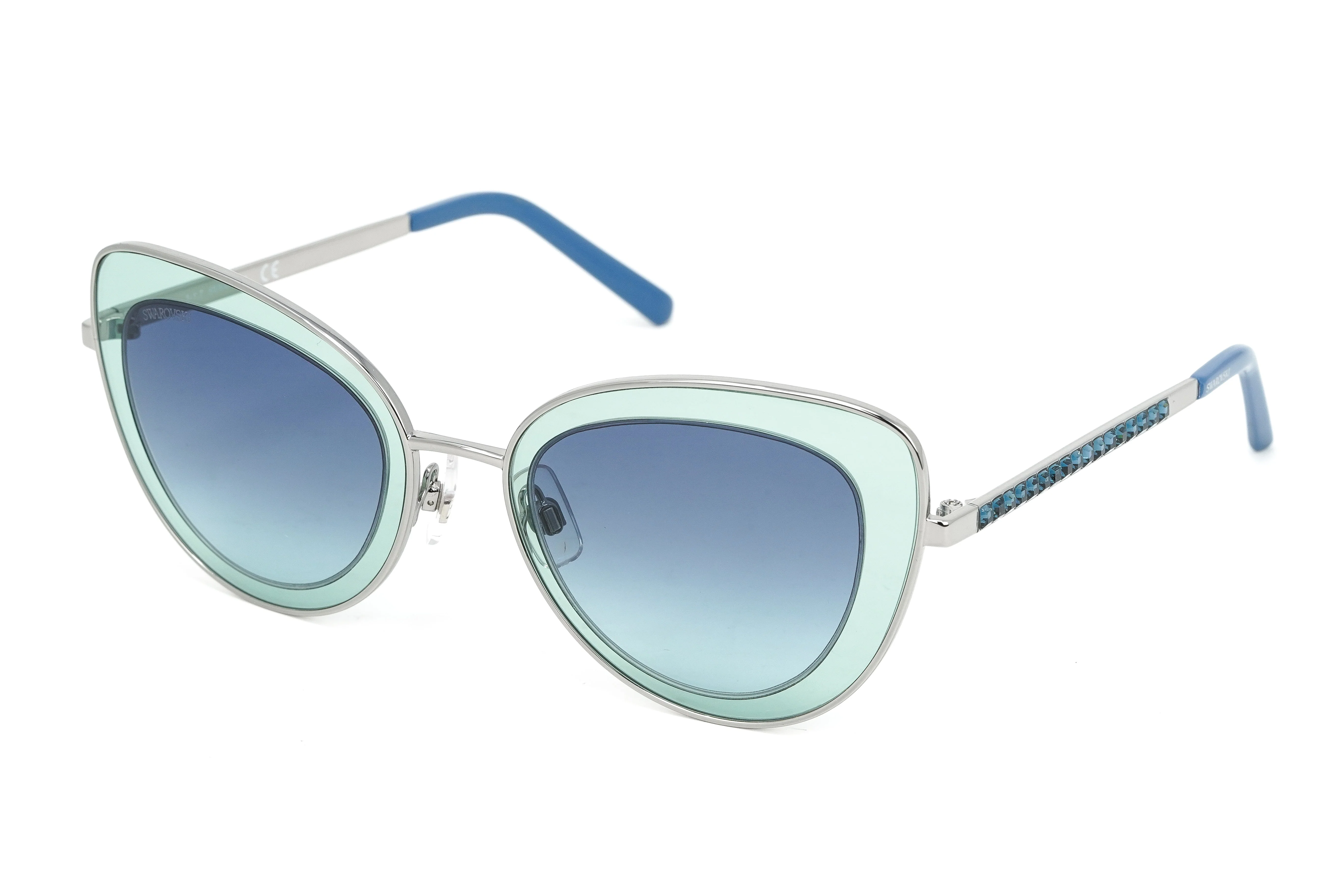 Swarovski Women's Sunglasses Cat Eye Green Blue - Image 2