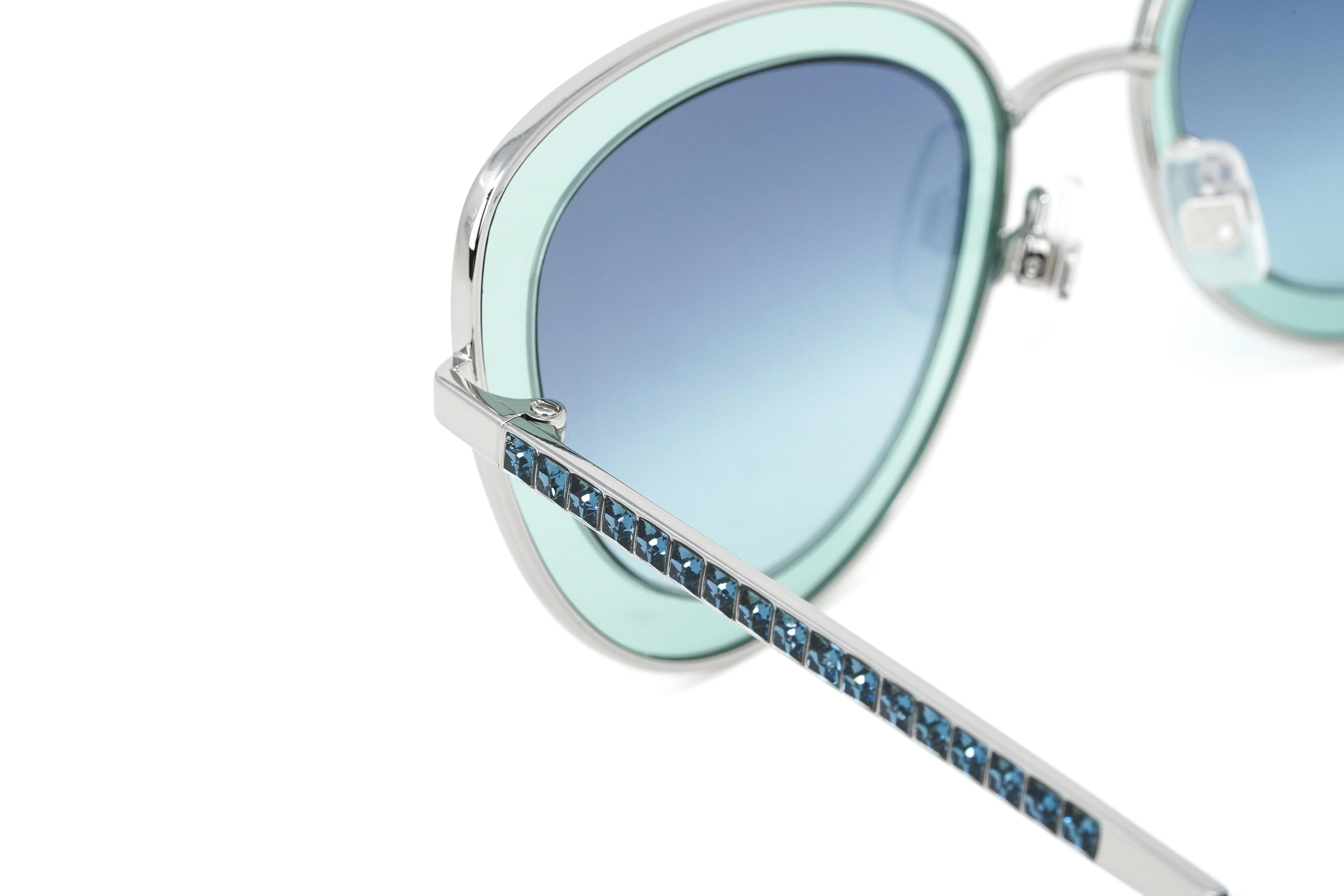 Swarovski Women's Sunglasses Cat Eye Green Blue - Image 5