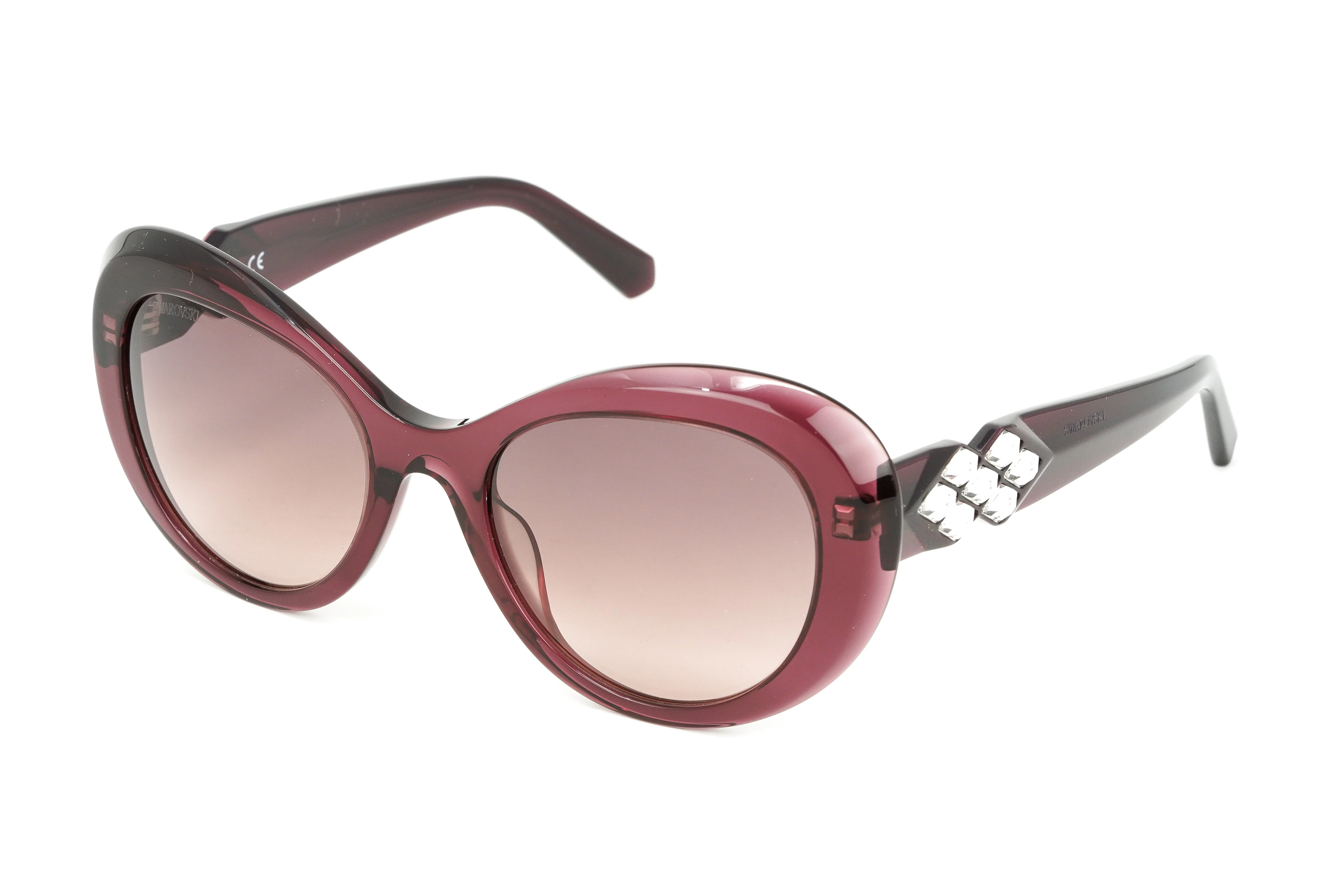 Swarovski Women's Sunglasses Oval Cat Eye Translucent Aubergine - Image 2