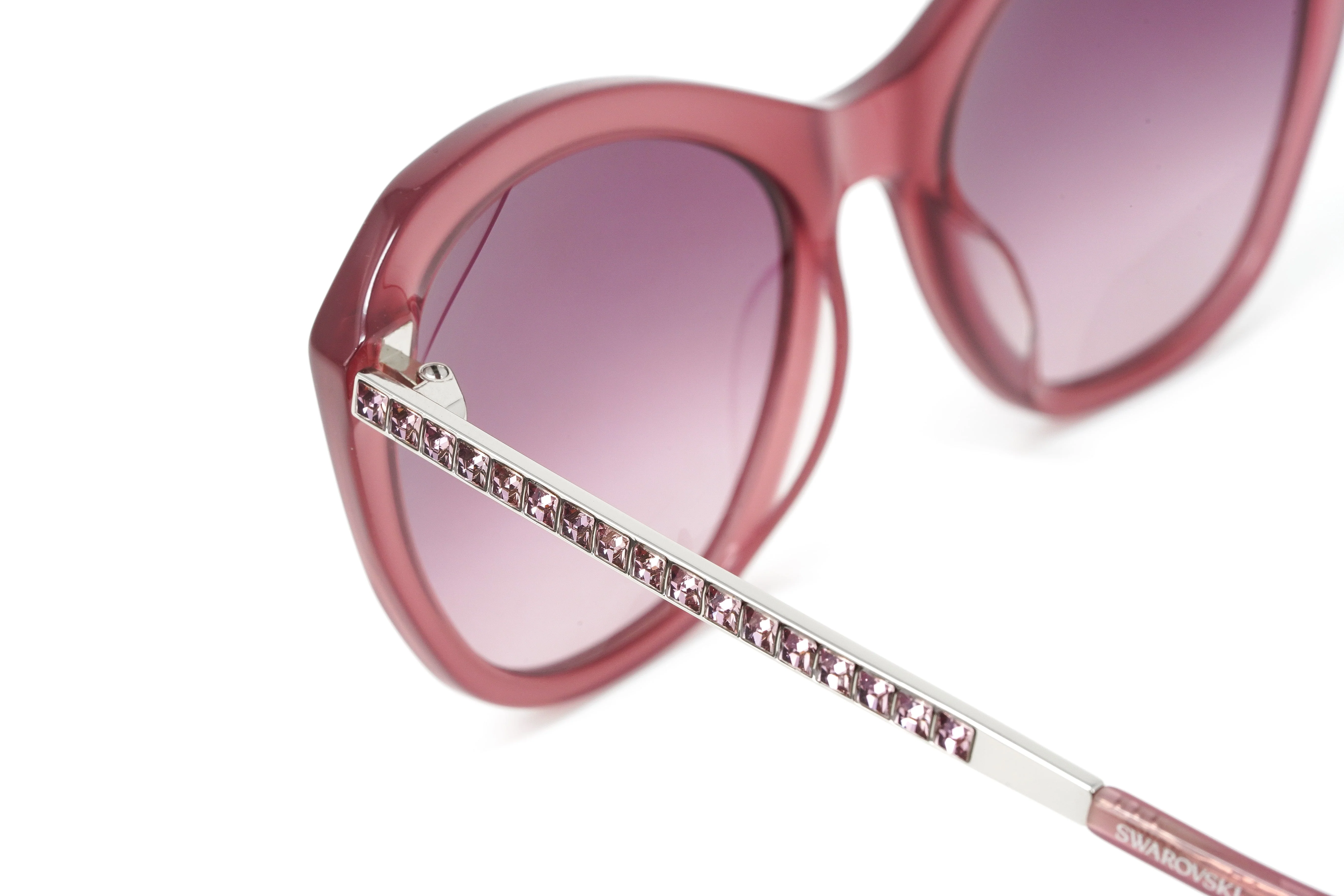 Swarovski Women's Sunglasses Oval Cat Eye Translucent Purple - Image 5