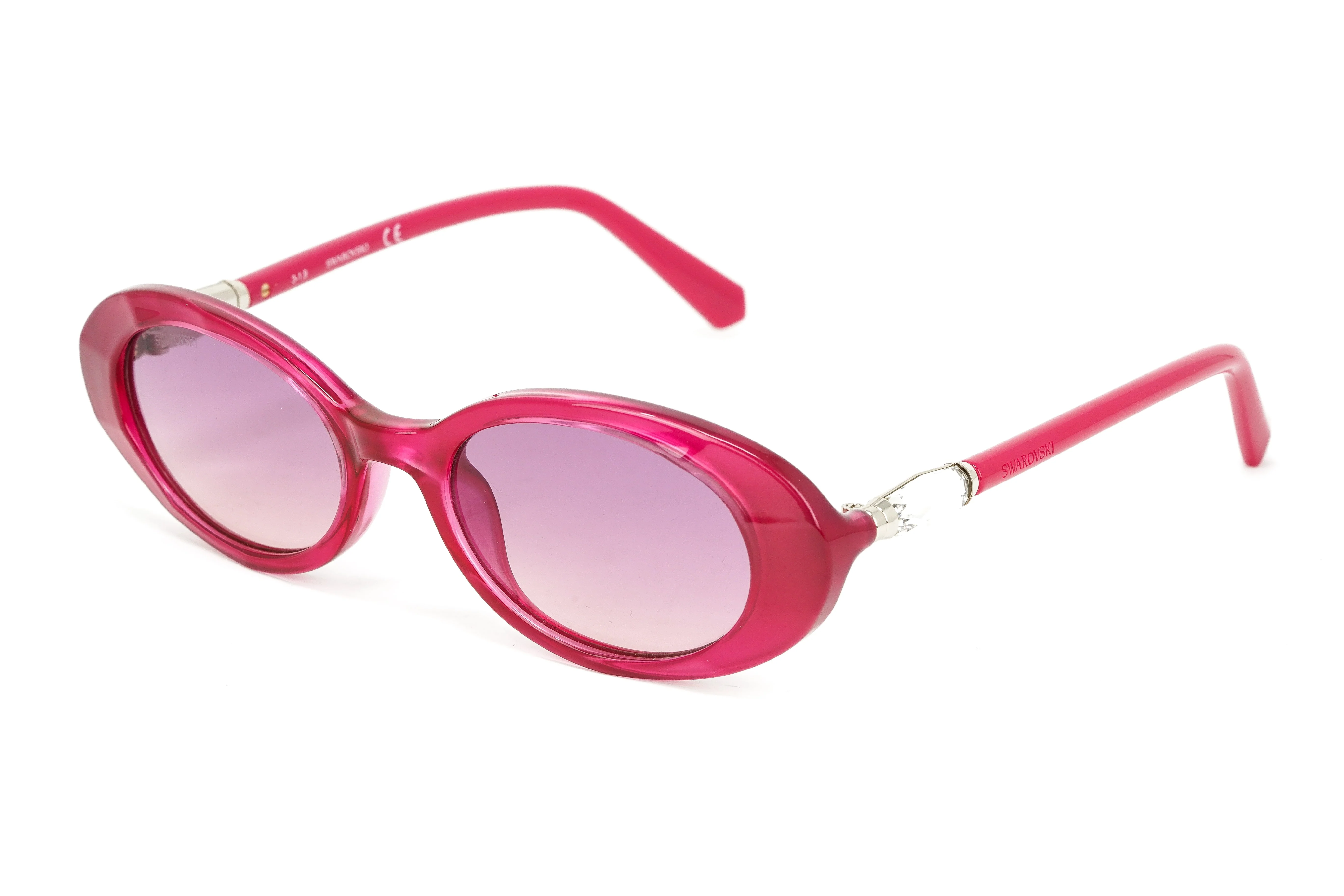 Swarovski Women's Sunglasses Oval Translucent Fuchsia Pink - Image 2