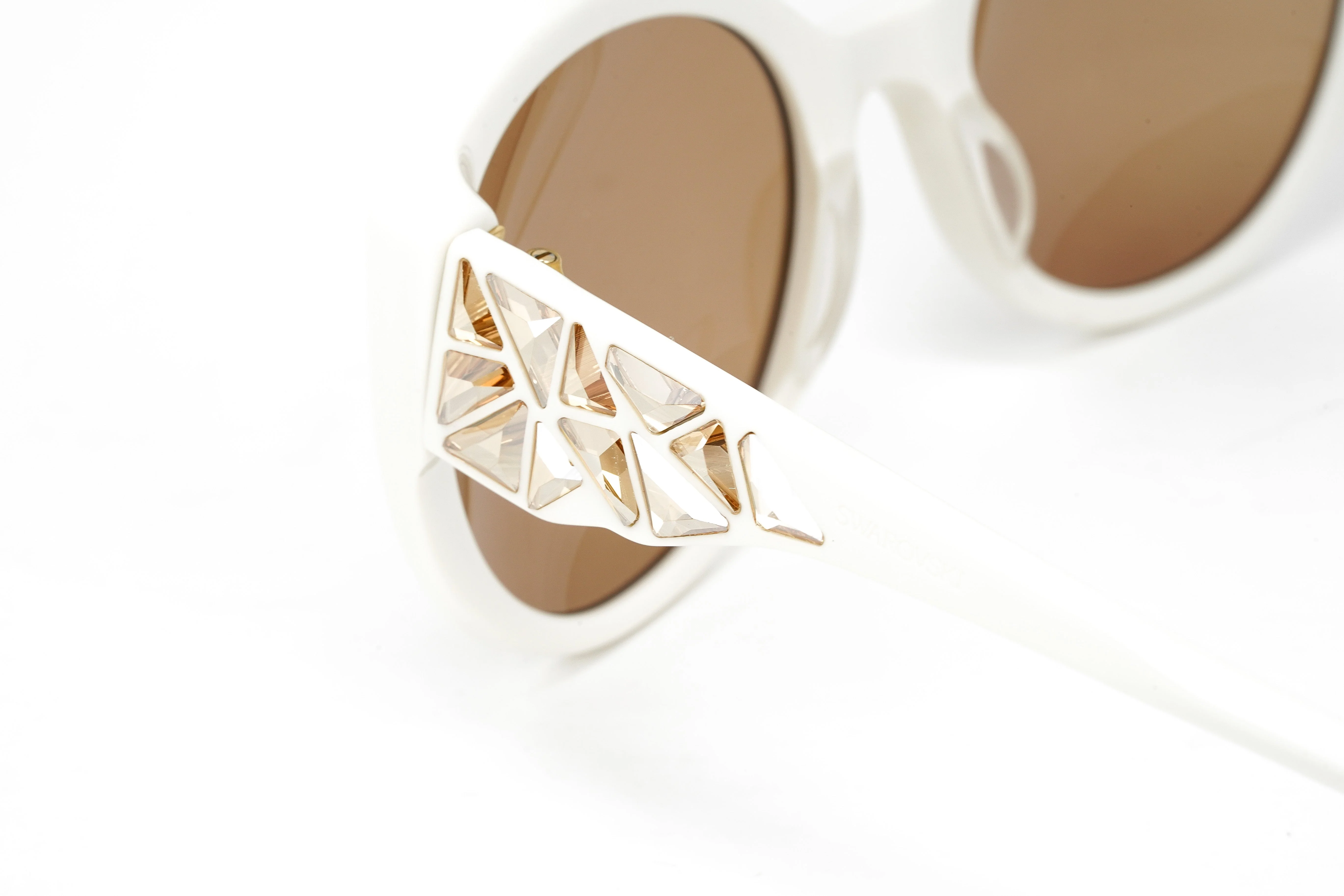 Swarovski Women's Sunglasses Round Cat Eye Cream Brown - Image 5