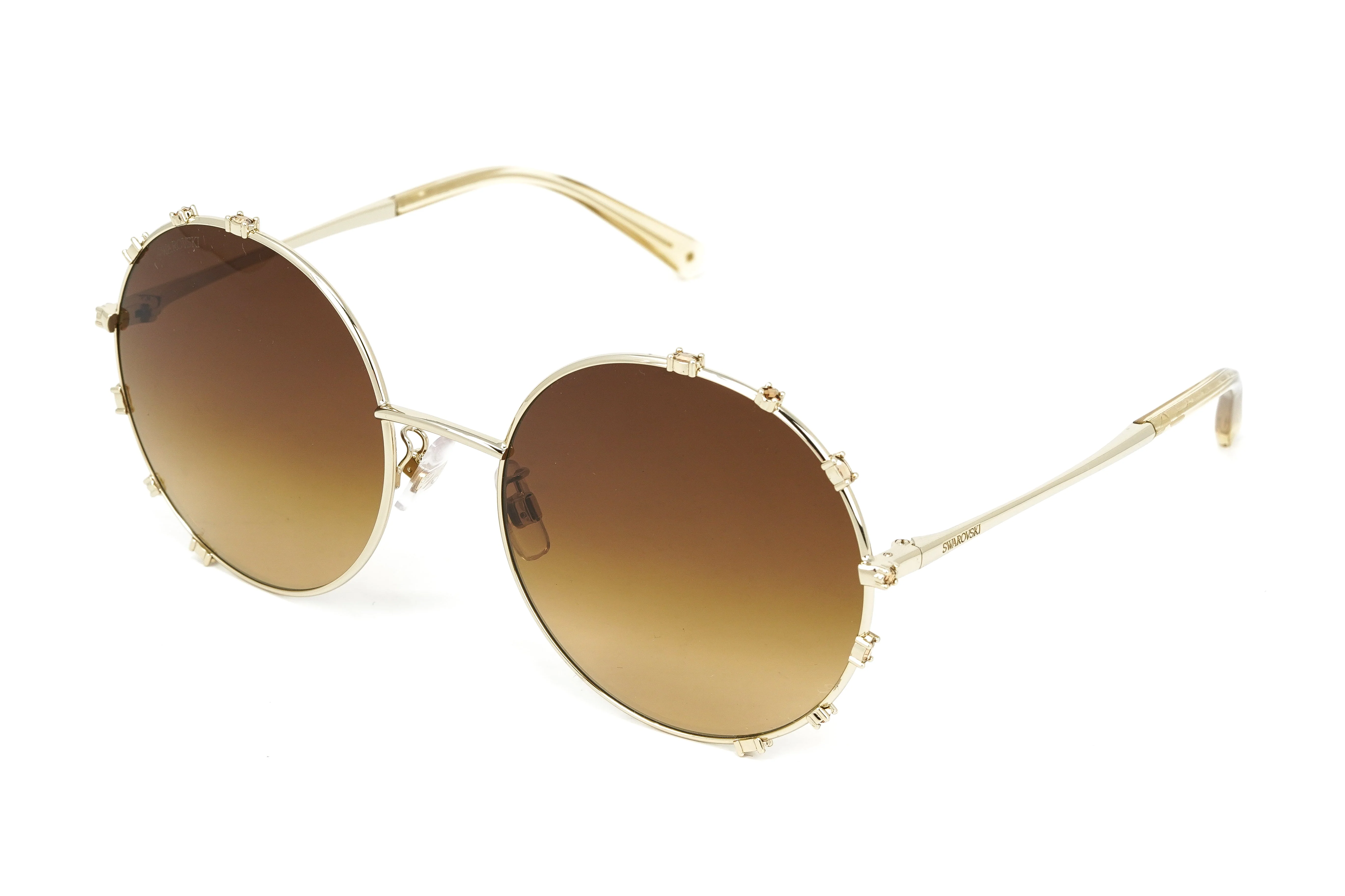 Swarovski Women's Sunglasses Round Gold Gradient Brown - Image 2