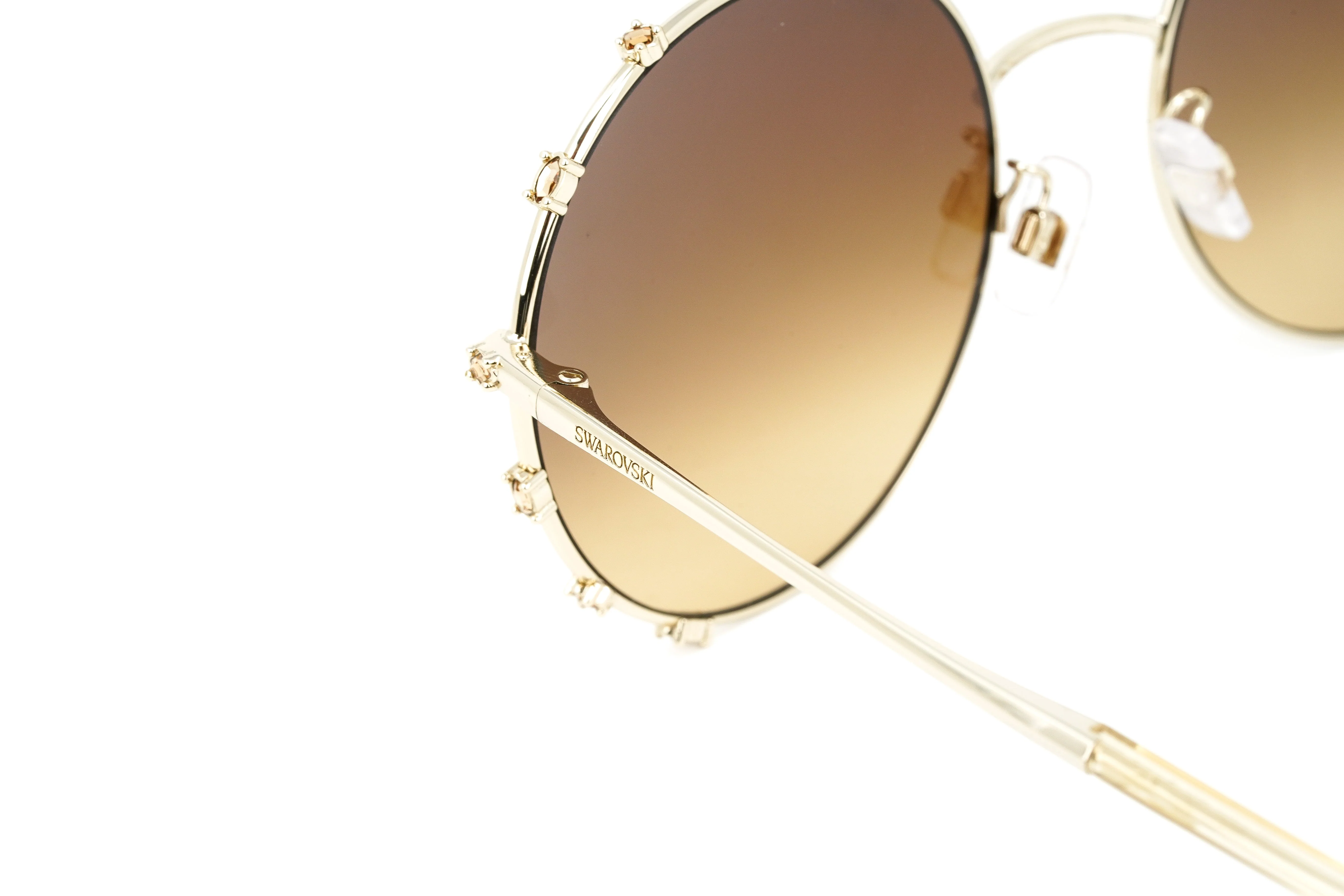 Swarovski Women's Sunglasses Round Gold Gradient Brown - Image 5