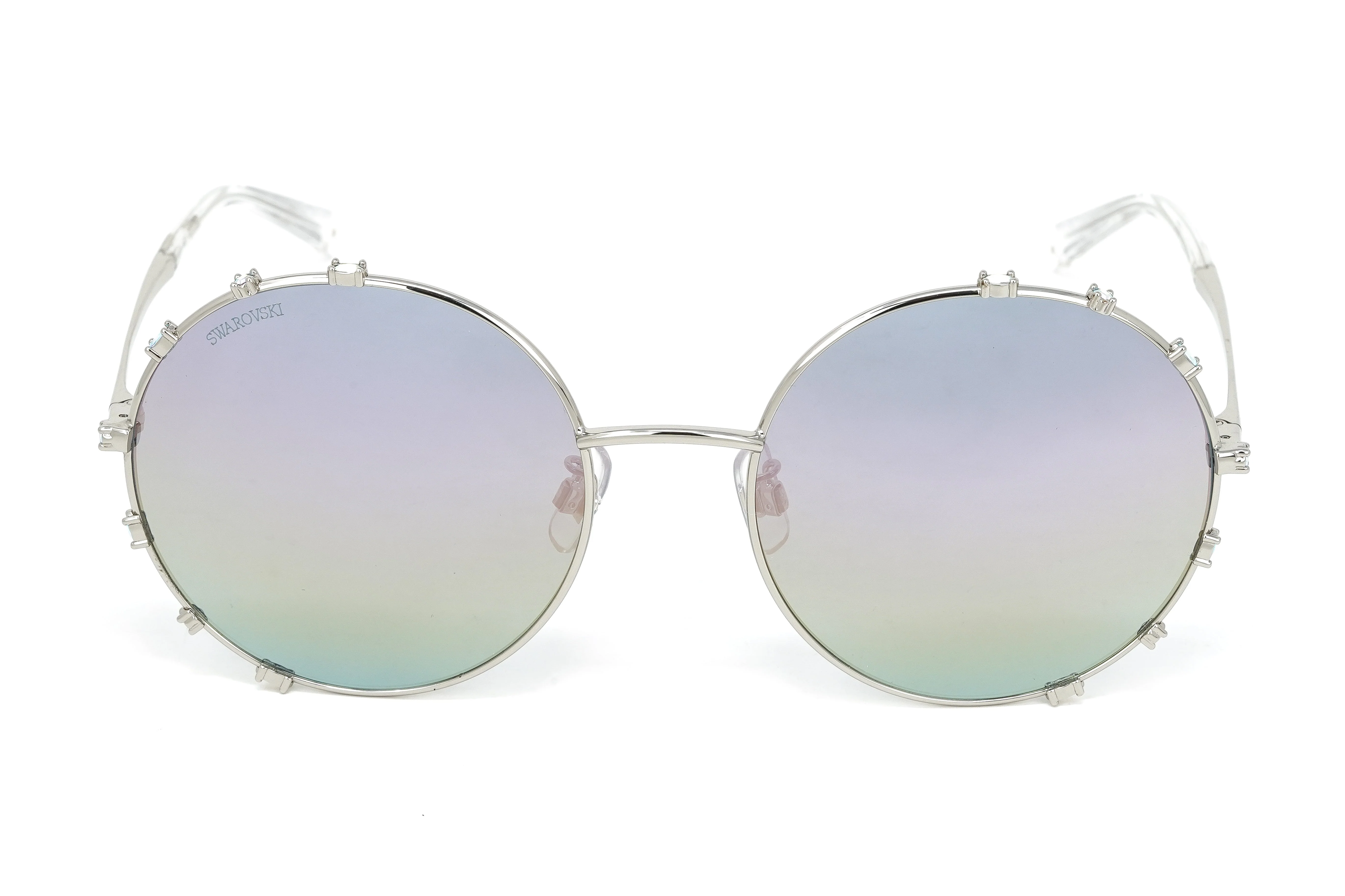 Swarovski Women's Sunglasses Round Gradient Light Purple/Aqua Mirror
