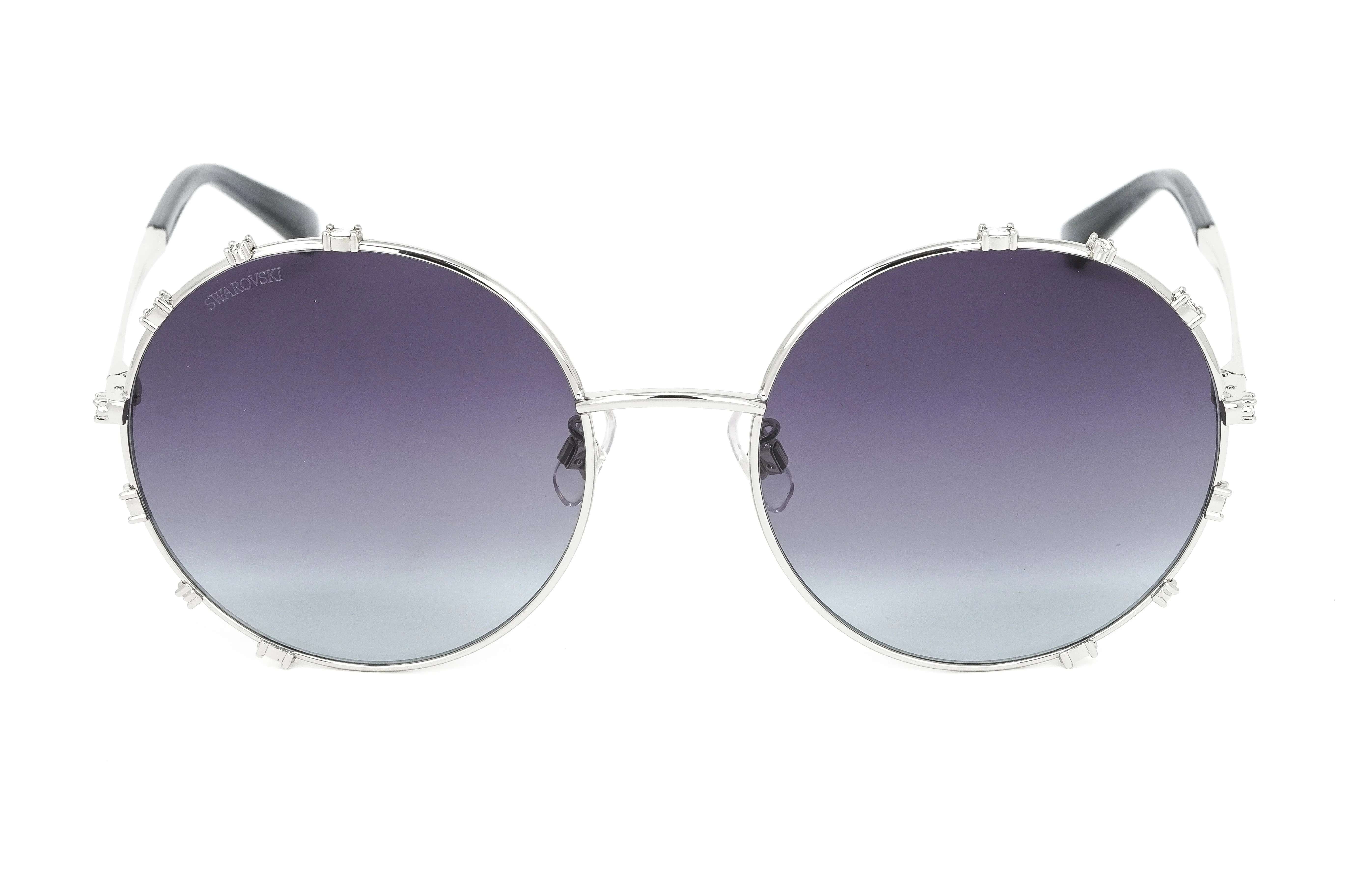 Swarovski Women's Sunglasses Round Silver Gradient Grey