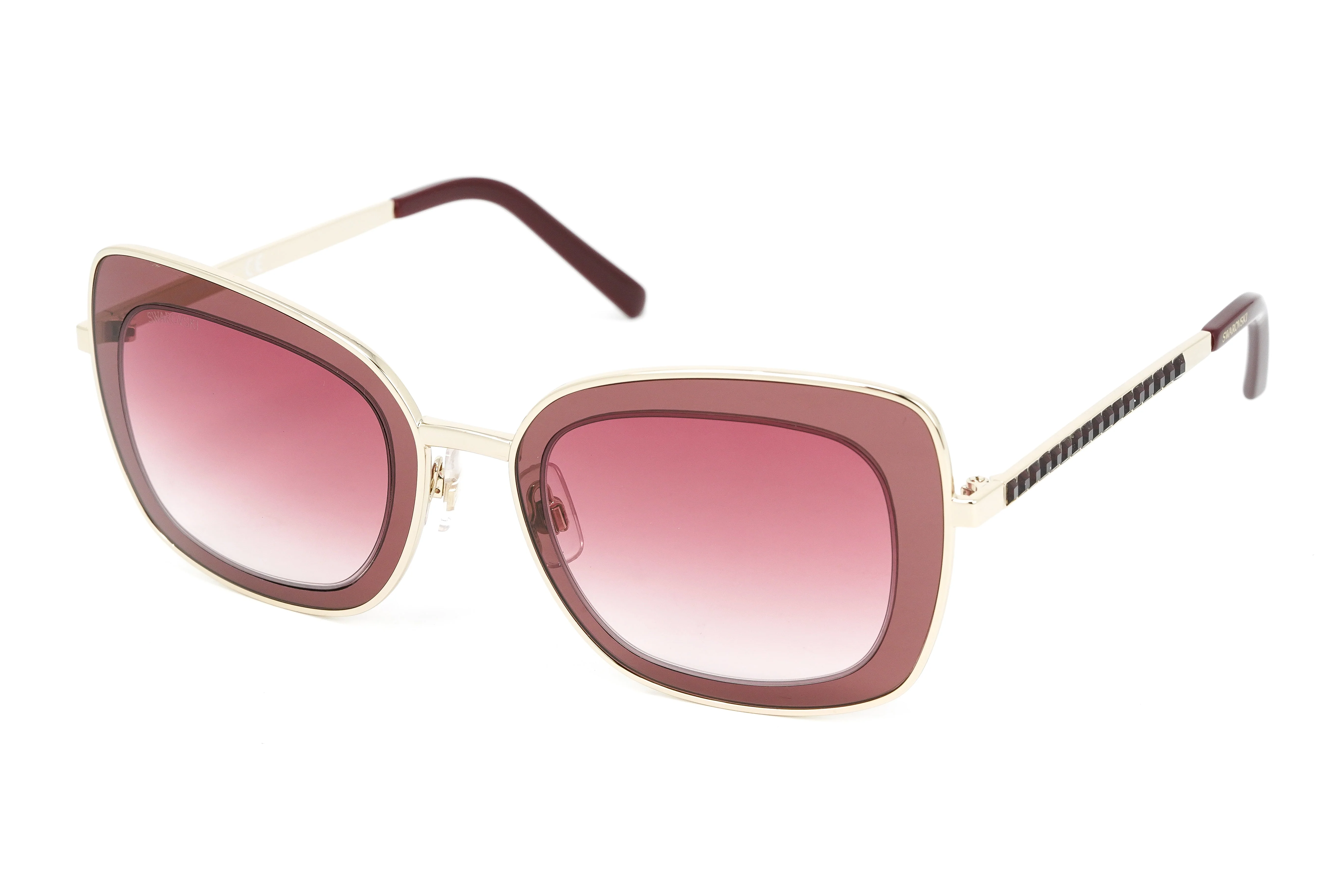 Swarovski Women's Sunglasses Square Cat Eye Burgundy - Image 2