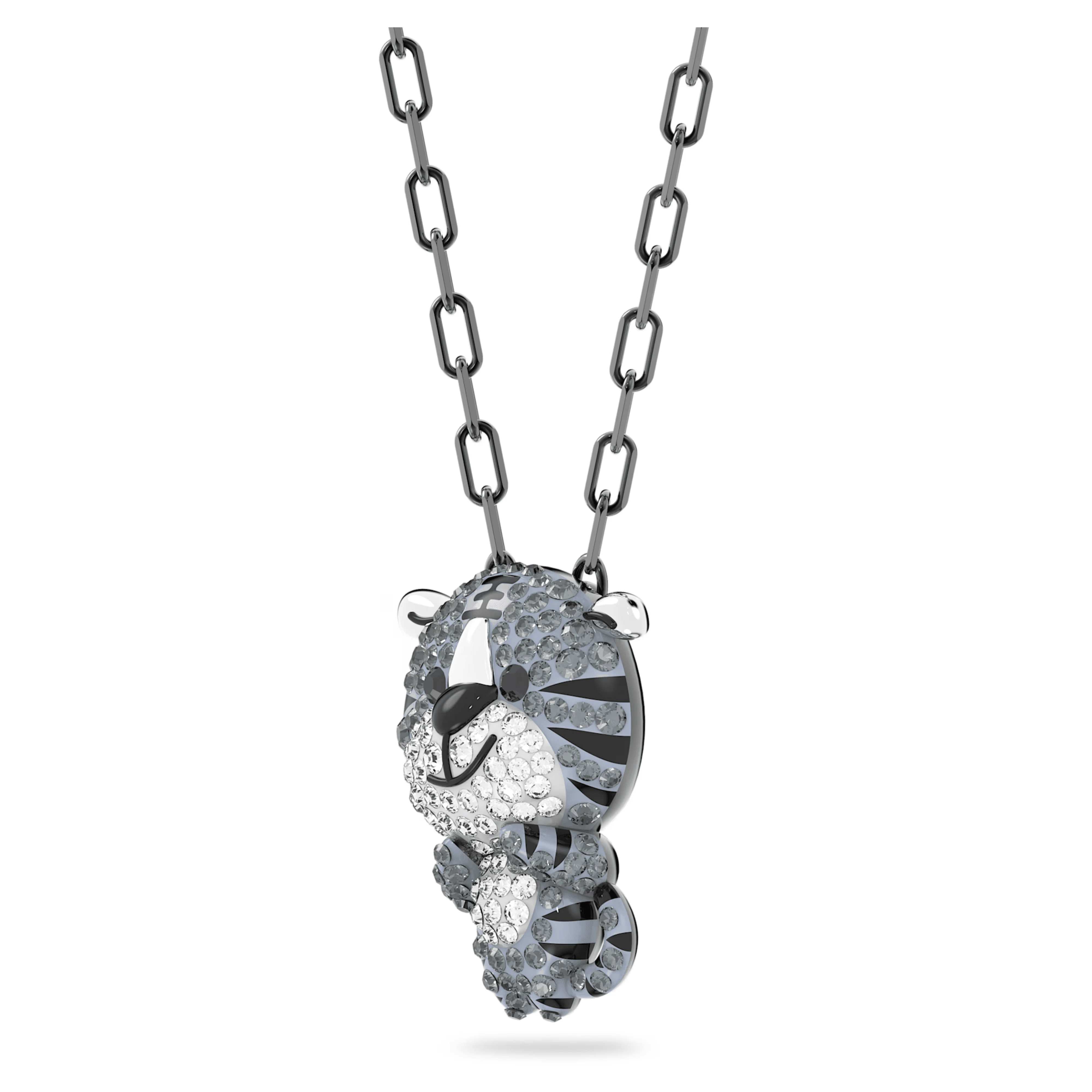 Swarovski Zodiac Tiger Pendant Necklace Grey Ruthenium Plated - Image 3