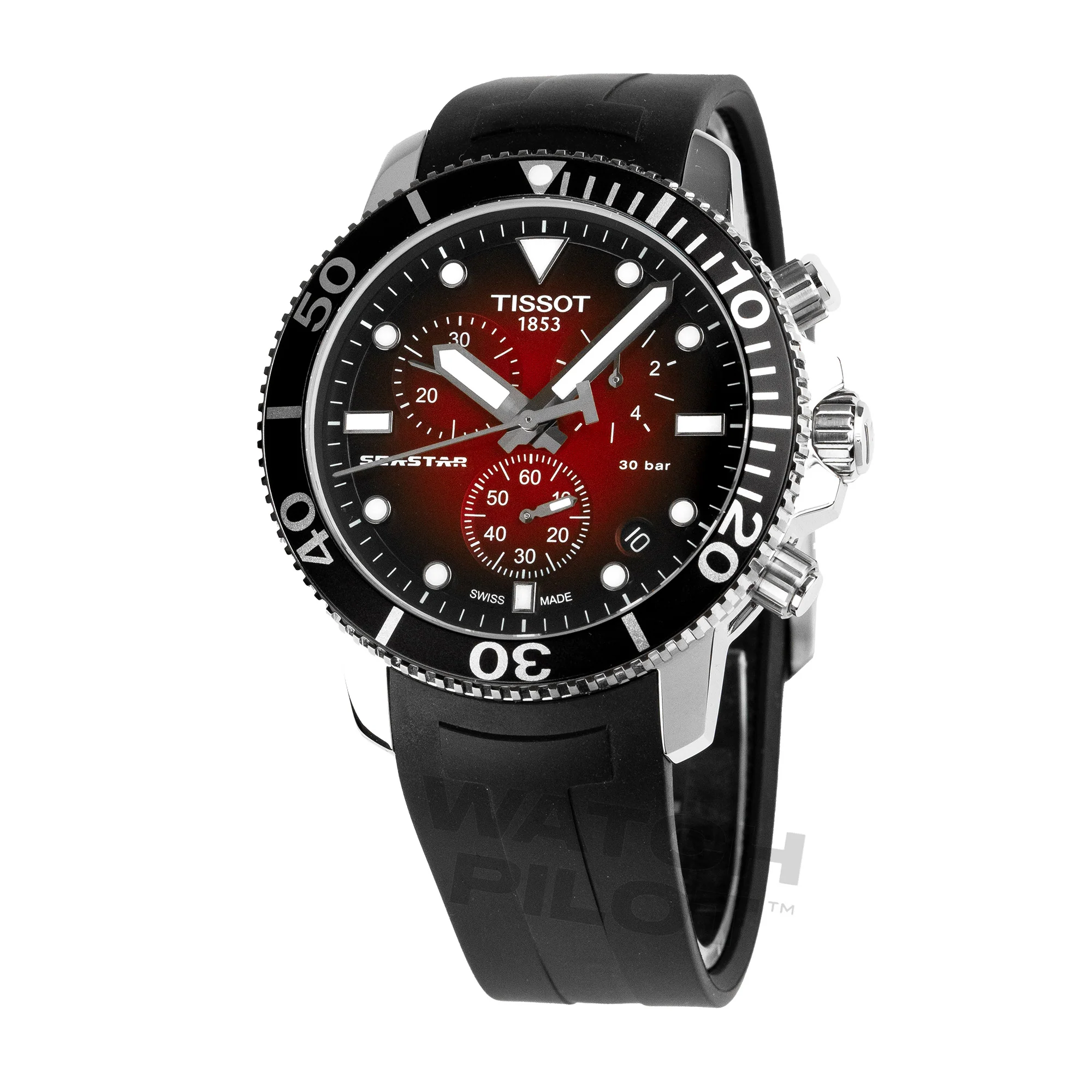 Tissot Chronograph Watch SEASTAR 1000 Red Rubber