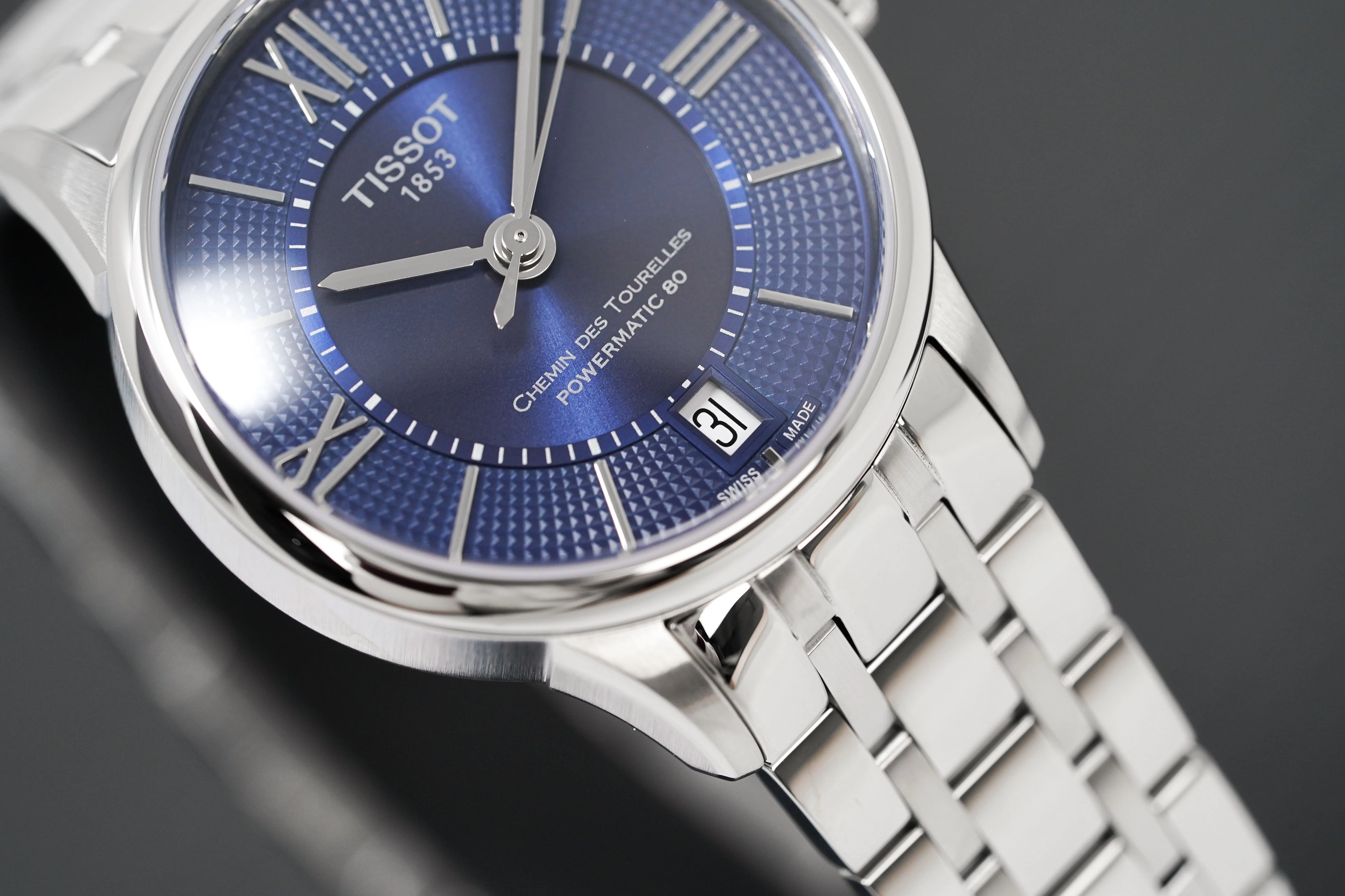 Tissot Chemin Des Tourelles Powermatic 80 Ladies Blue Grey Watch - Image 5