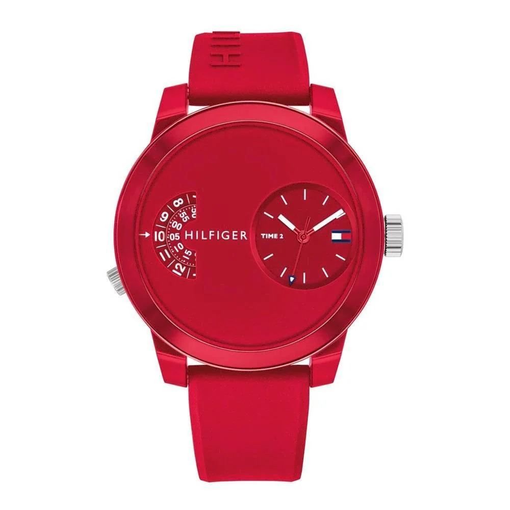 Tommy Hilfiger Men's Watch Denim Sport Dual Time Red