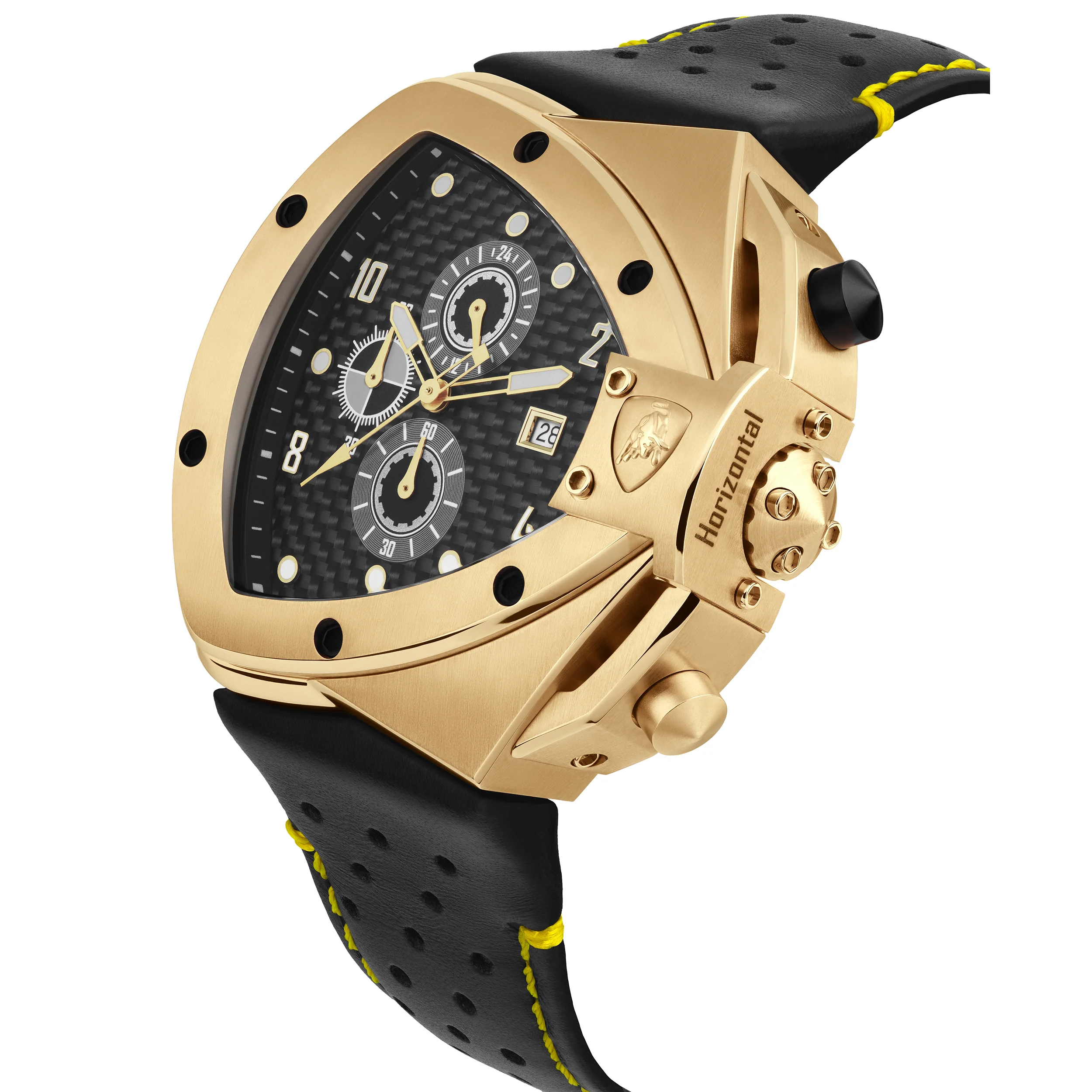 Tonino Lamborghini Spyder Horizontal Men's Black Gold Chronograph Watch - Image 3