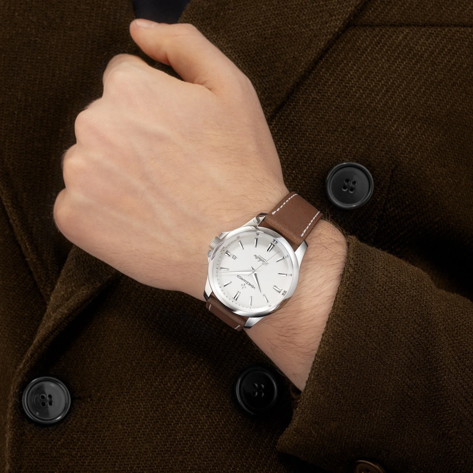 Venezianico Redentore 40 Men's White Watch - Image 5