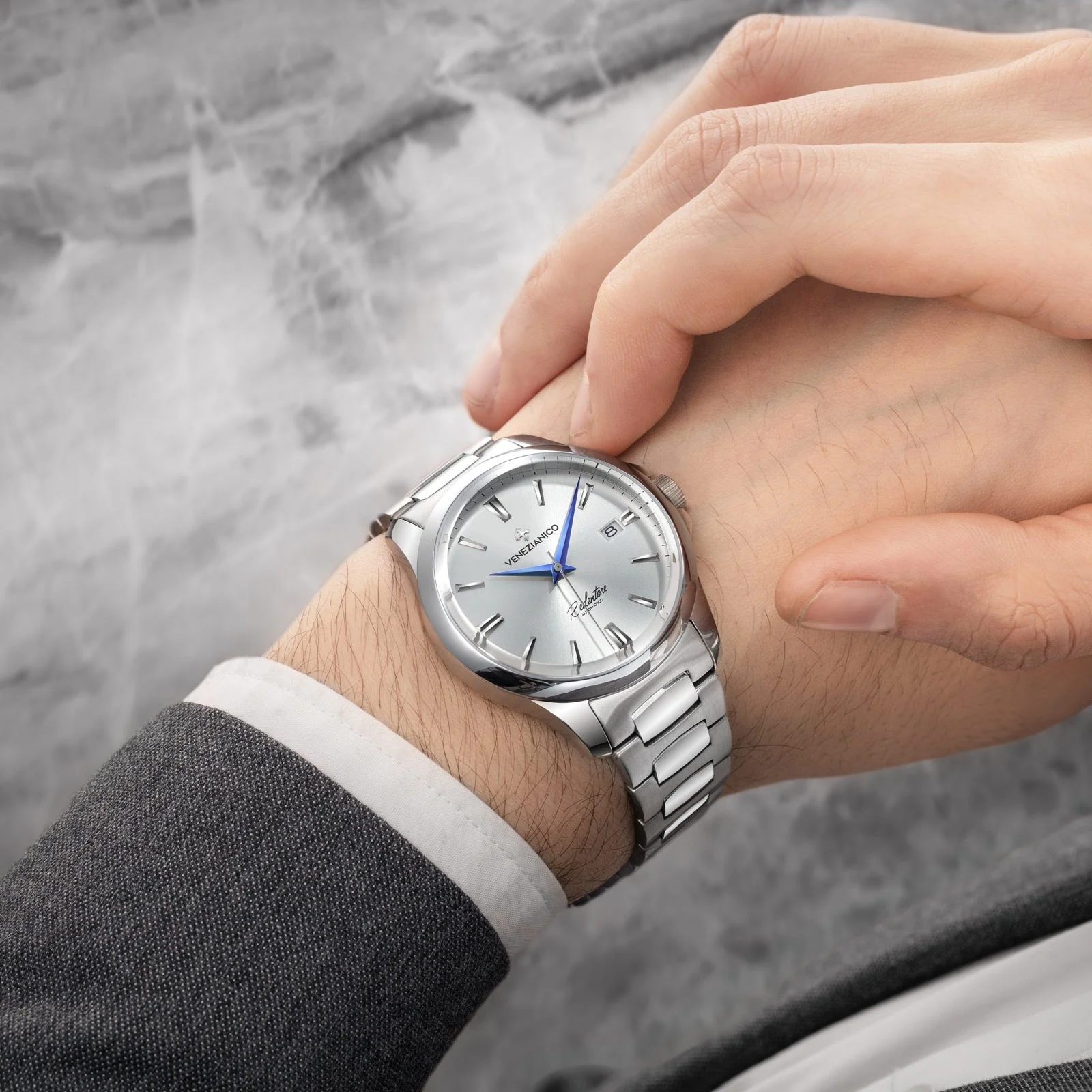 Venezianico Redentore 40 Men's Silver Watch - Image 5