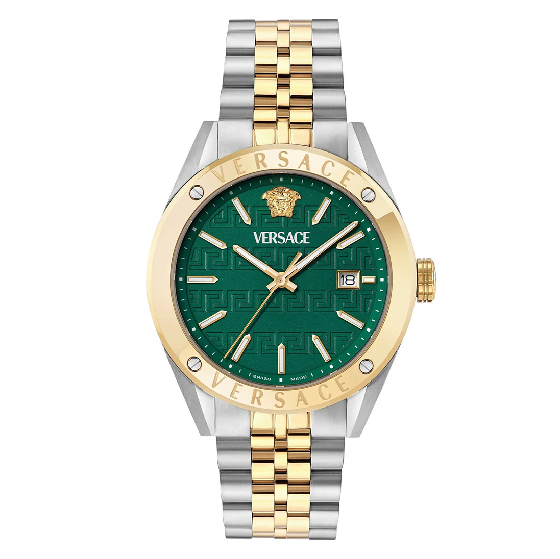 Versace Athletics 41mm Green Dial Two-Tone Men's Watch