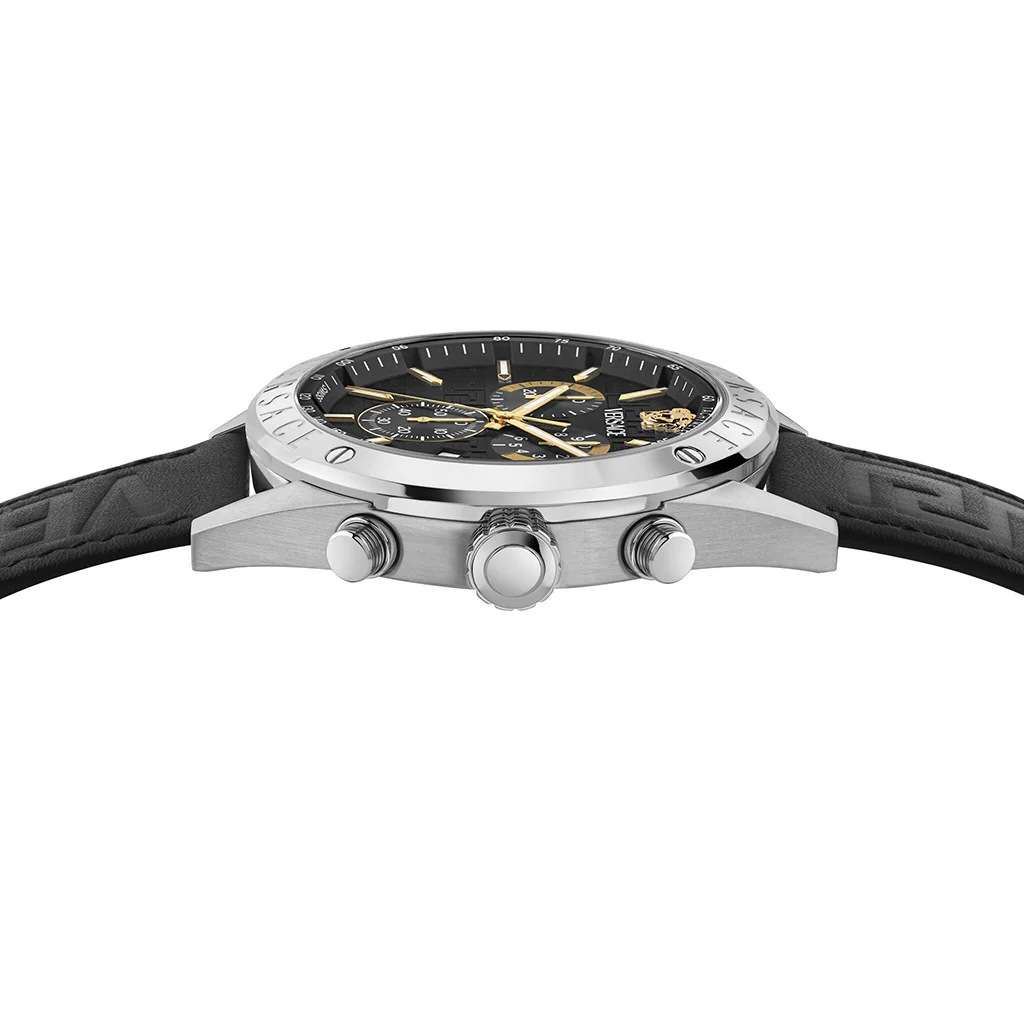 Versace Athletics Chronograph 44mm Men's Black Leather Watch - Image 2