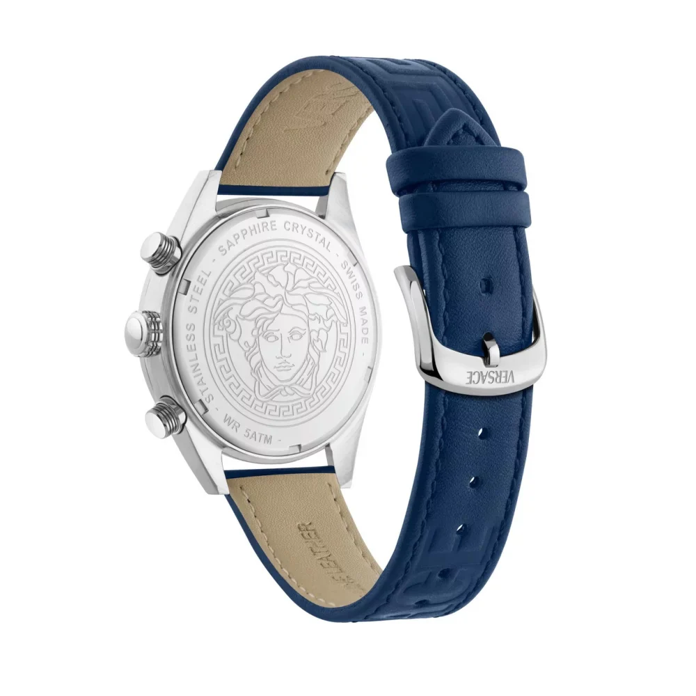 Versace Athletics Chronograph 44mm Men's Blue Leather Watch - Image 2