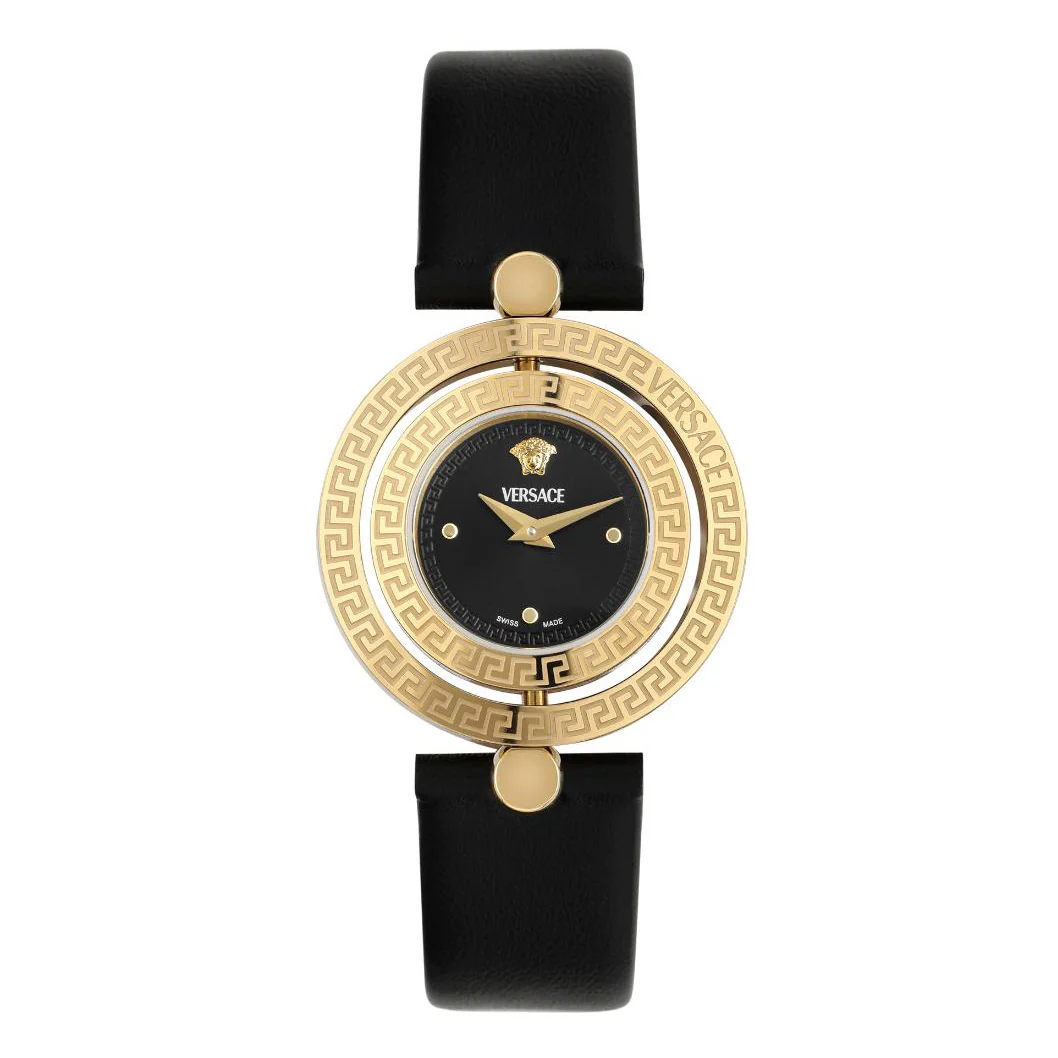 Versace Eon Restyling 33.5mm Ladies Black Leather Watch