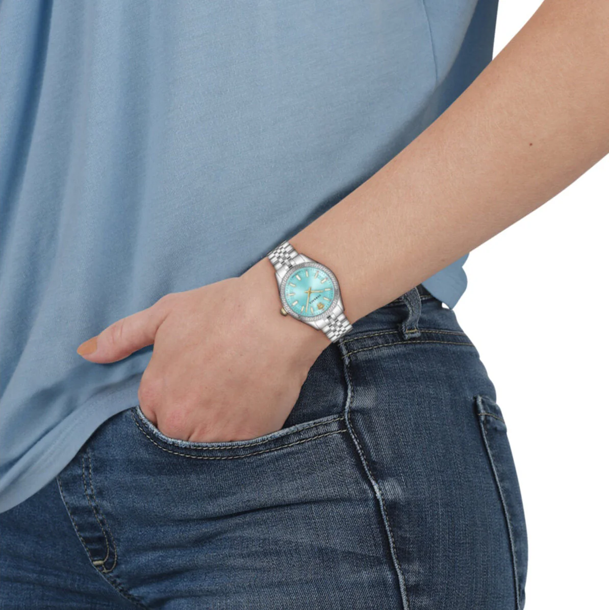 Versace Hellenyium 36mm Turquoise Dial Ladies' Dress Watch - Image 4