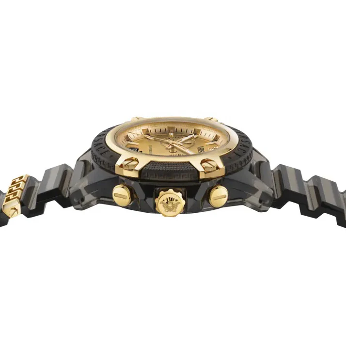 Versace Icon Active Chronograph 44mm Men's Gold Black Sport Watch - Image 3