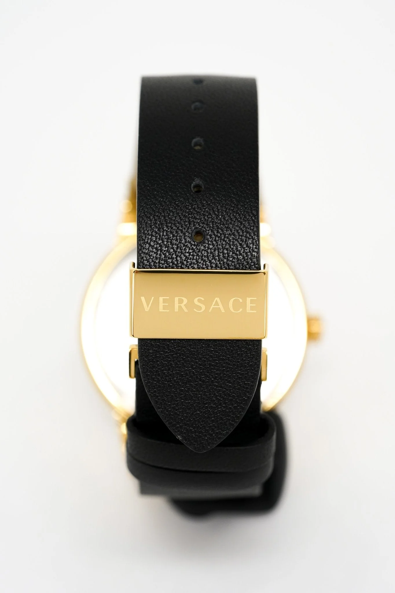 Versace Ladies Watch Greca Logo Gold Black Leather - Image 5