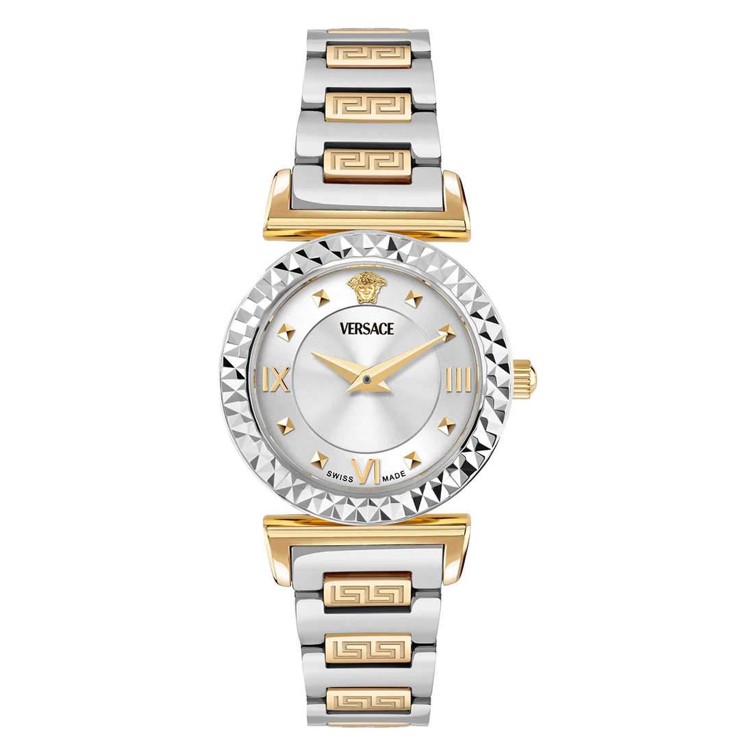Versace Mini Vanity 27mm Silver Gold Dial Ladies Dress Watch