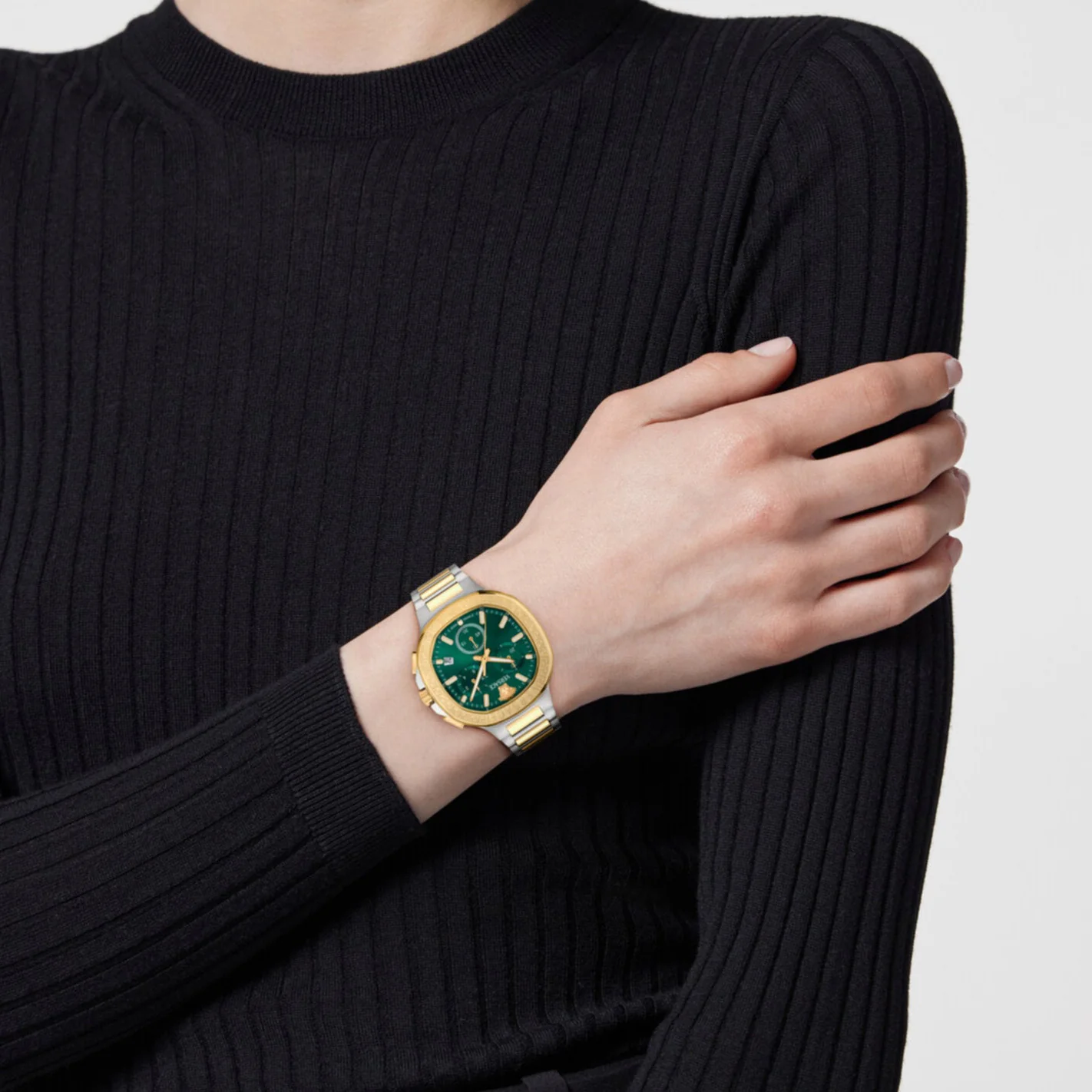 Versace V-Chrono Square 40mm Green Unisex Chronograph Watch - Image 4