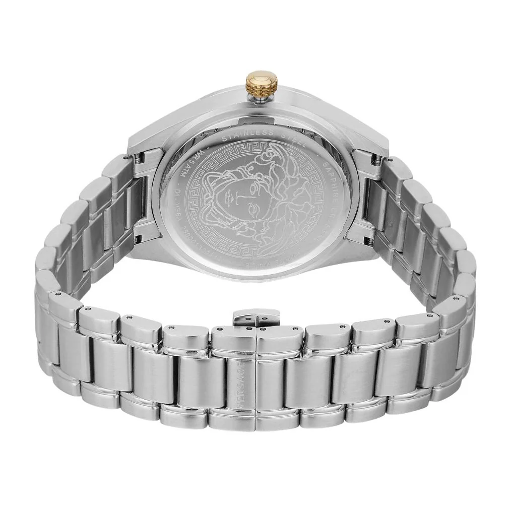 Versace V-Code 42mm Blue Dial Stainless Steel Men's Watch - Image 4