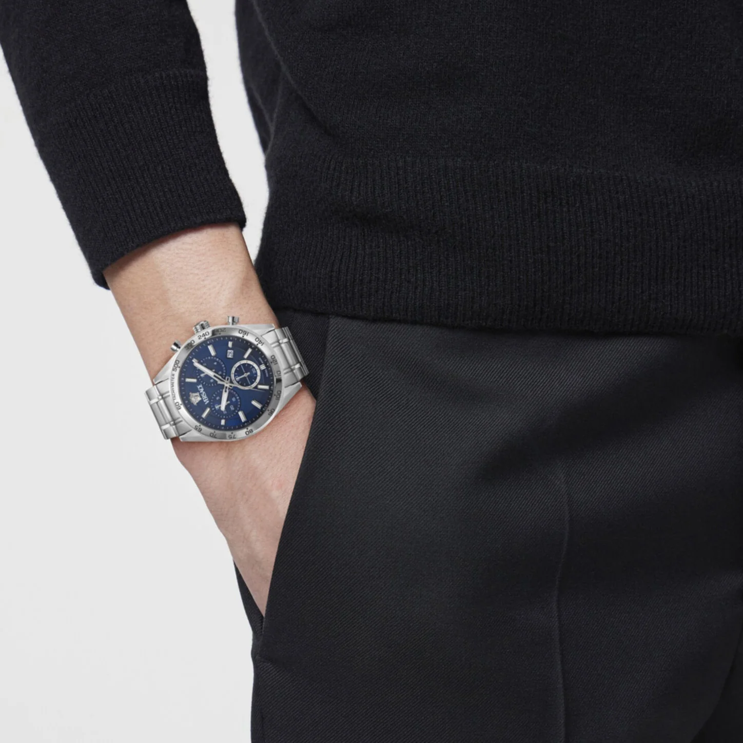 Versace V-Code Chronograph 41mm Blue Men's Sport Watch - Image 4
