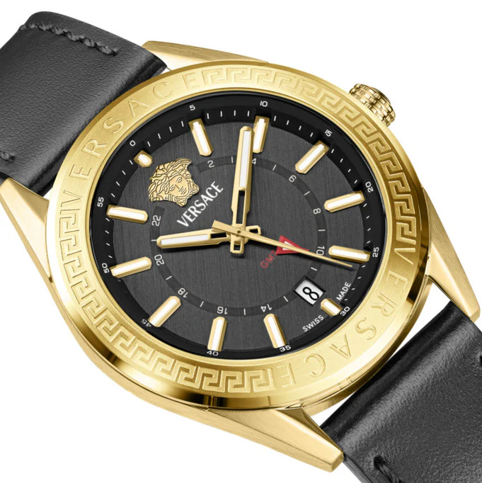 Versace V-Code GMT Men’s Black Gold Watch - Image 3